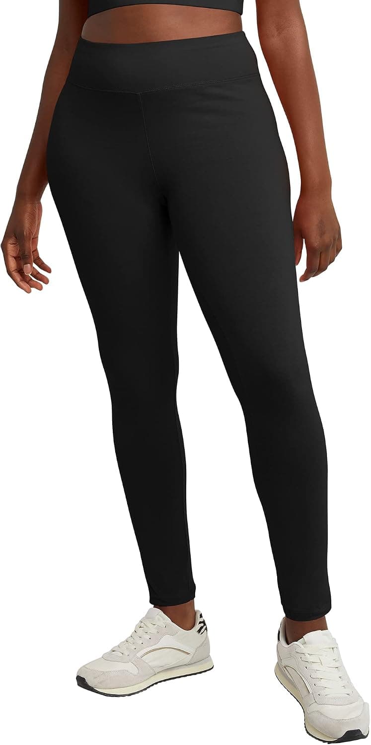 Hanes Women's Leggings, Ankle-Length Leggings for Women, Stretch Cotton-Spandex Leggings, High Waist, 27" - image 1 of 1