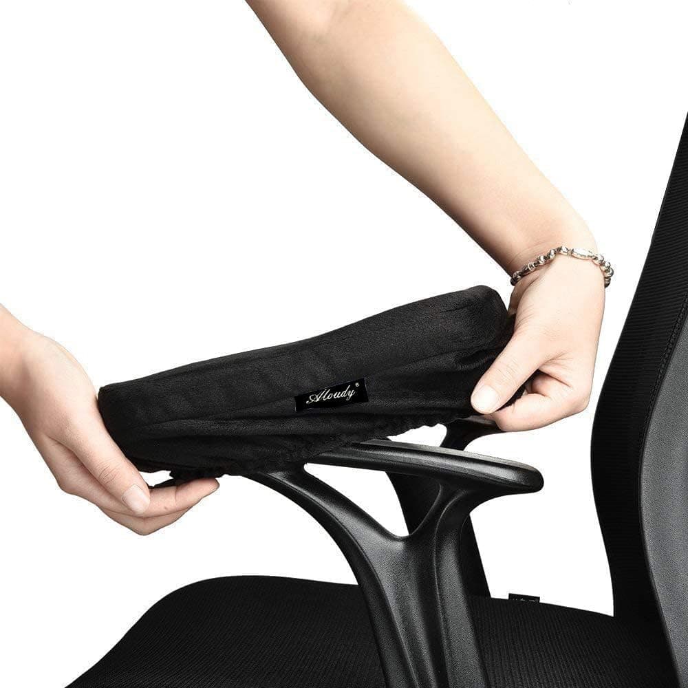 Aloudy Ergonomic Memory Foam Office Chair Armrest Pads, Comfy Gaming Chair Arm Rest Covers for Elbows and Forearms Pressure Relief(Set of 2), Stretch Fit, Black - image 1 of 1