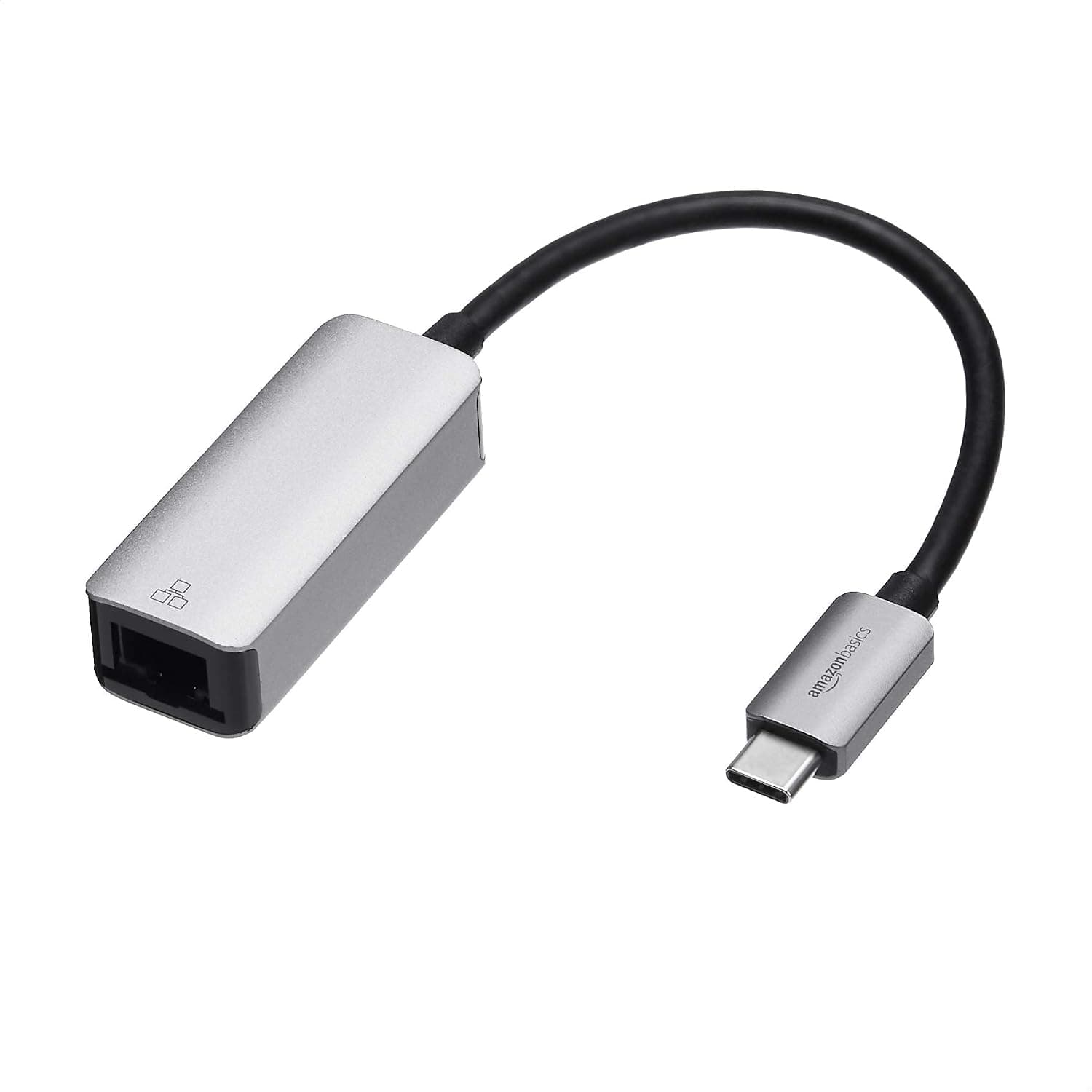 Amazon Basics Aluminum USB-C to RJ45 Gigabit Ethernet Adapter, Fast Network, Grey, 2.07 x 0.81 x 0.6 inches - image 1 of 1