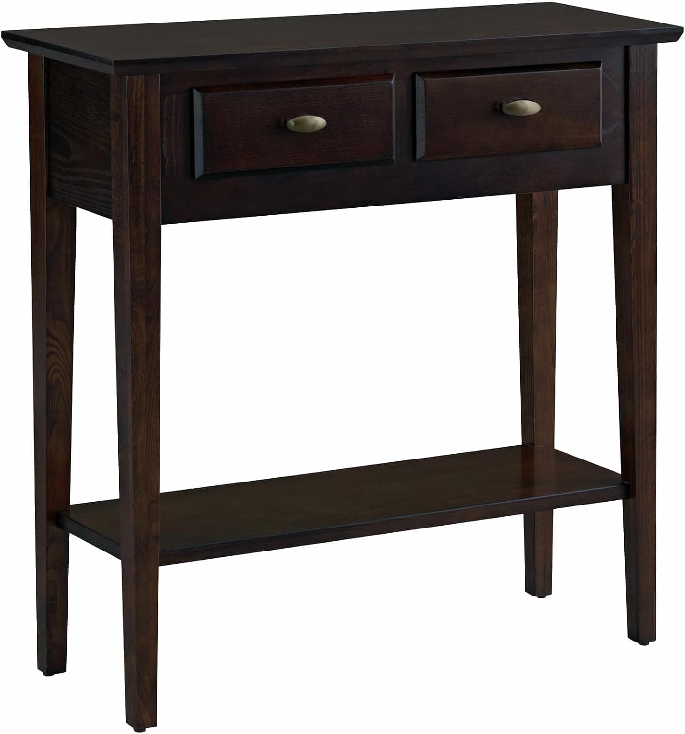 Teegan Solid Wood Hall Entryway Console Sofa Table with Shelf and Two Drawers, Chocolate Oak Brown, Perfect for Entryways, Hallways, and Living Rooms – Leick Home, 10075-CH - image 1 of 1