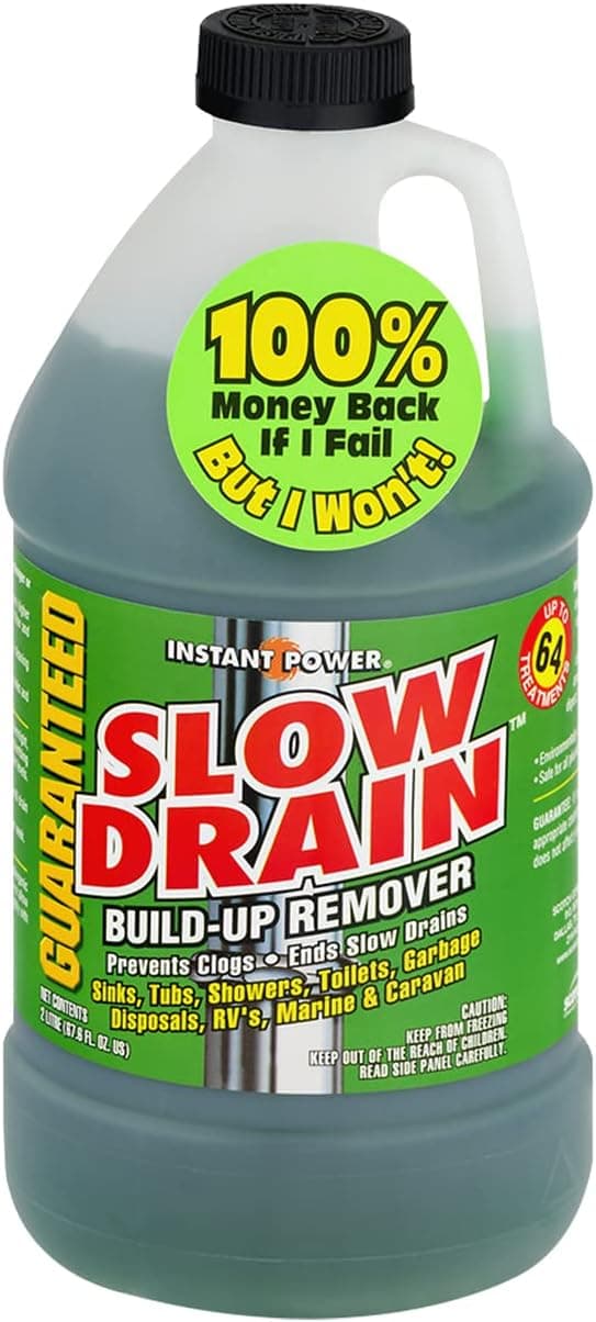 Instant Power Slow Drain Build Up Remover – Prevents Clogs, Ends Slow Drains for Sinks,Tubs, Showers, Toilets, Disposals, RVs, 2 Liters - image 1 of 1