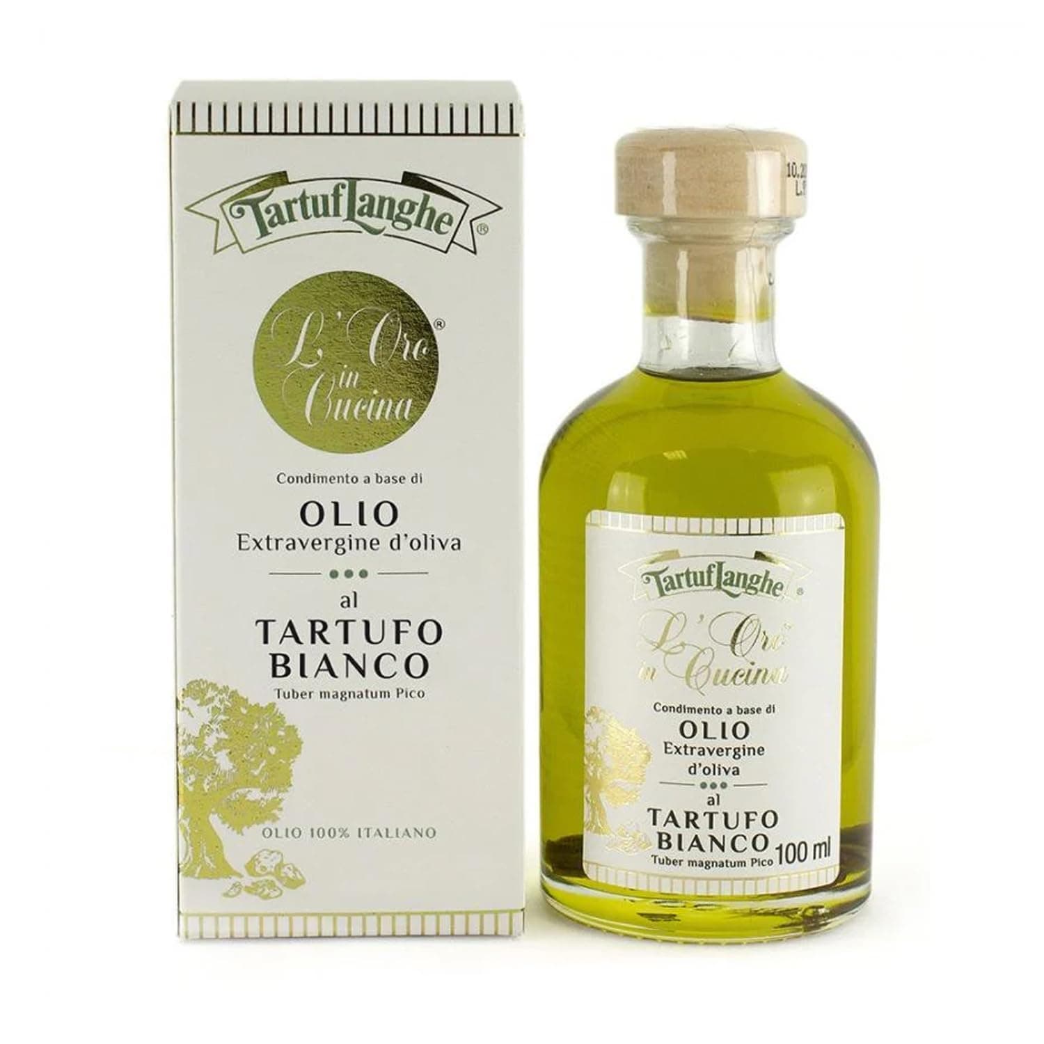TartufLanghe L’Oro in Cucina White Truffle Oil - EVOO Extra Virgin Olive Oil From Italy Infused with Real Alba White Truffles, Gourmet Italian Food Product Made in Italy - 3.4 fl oz (Pack of 1) - image 1 of 1