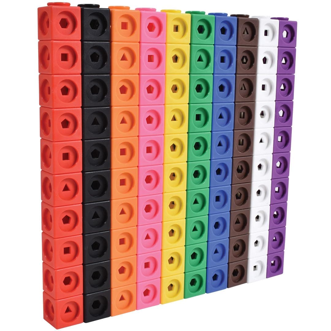 edxeducation Math Cubes | Set of 100 Counting Blocks with 5 Shapes | Math Manipulatives for Preschoolers | Shape and Color Sorting Toys | 10 Colors - image 1 of 1