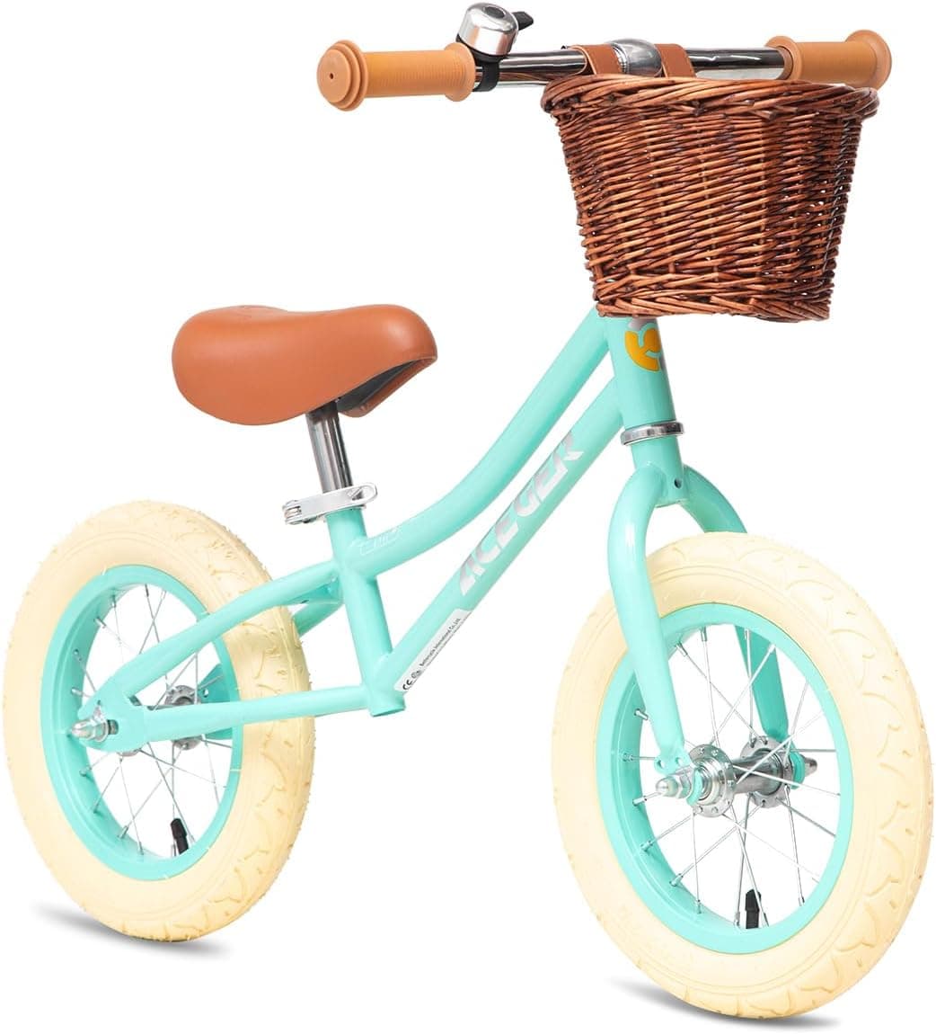 ACEGER 12" Kids Balance Bike with Basket, Toddler Bicycle for Early Learning Leg Strength and Steady Balancing, Durable Frame&Tool-Free Adjustable Seat, Gift Bike for 2-5 Kids, No Brake - image 1 of 1