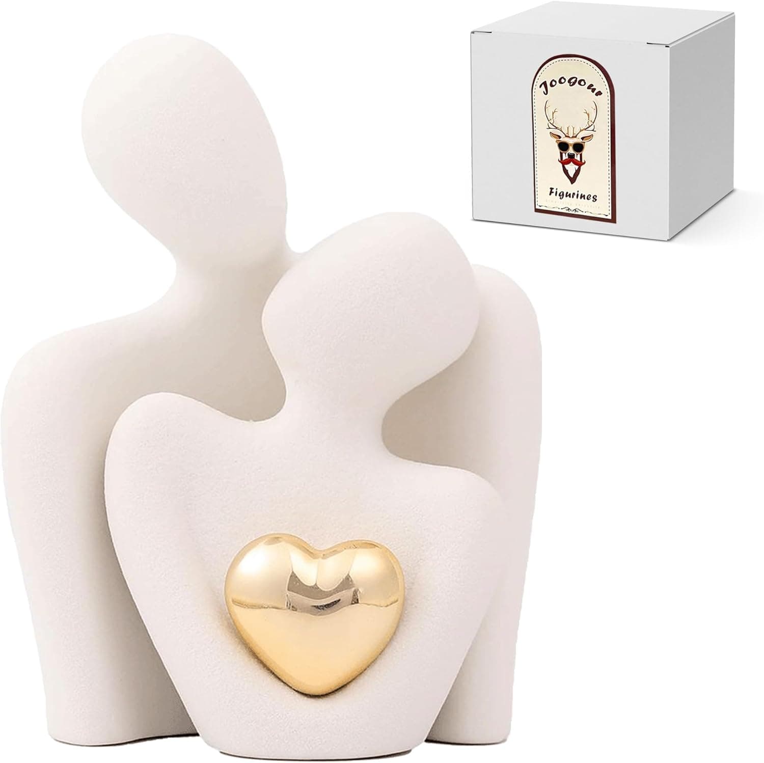 Home Decor for Couples, Mini Couple Ceramic Statue Tv Stand Decor, Bedroom Decor Love Statue Couple Knick Knacks Unique Decoration- Gifts for Her Romantic Gifts(White, 3.15in)