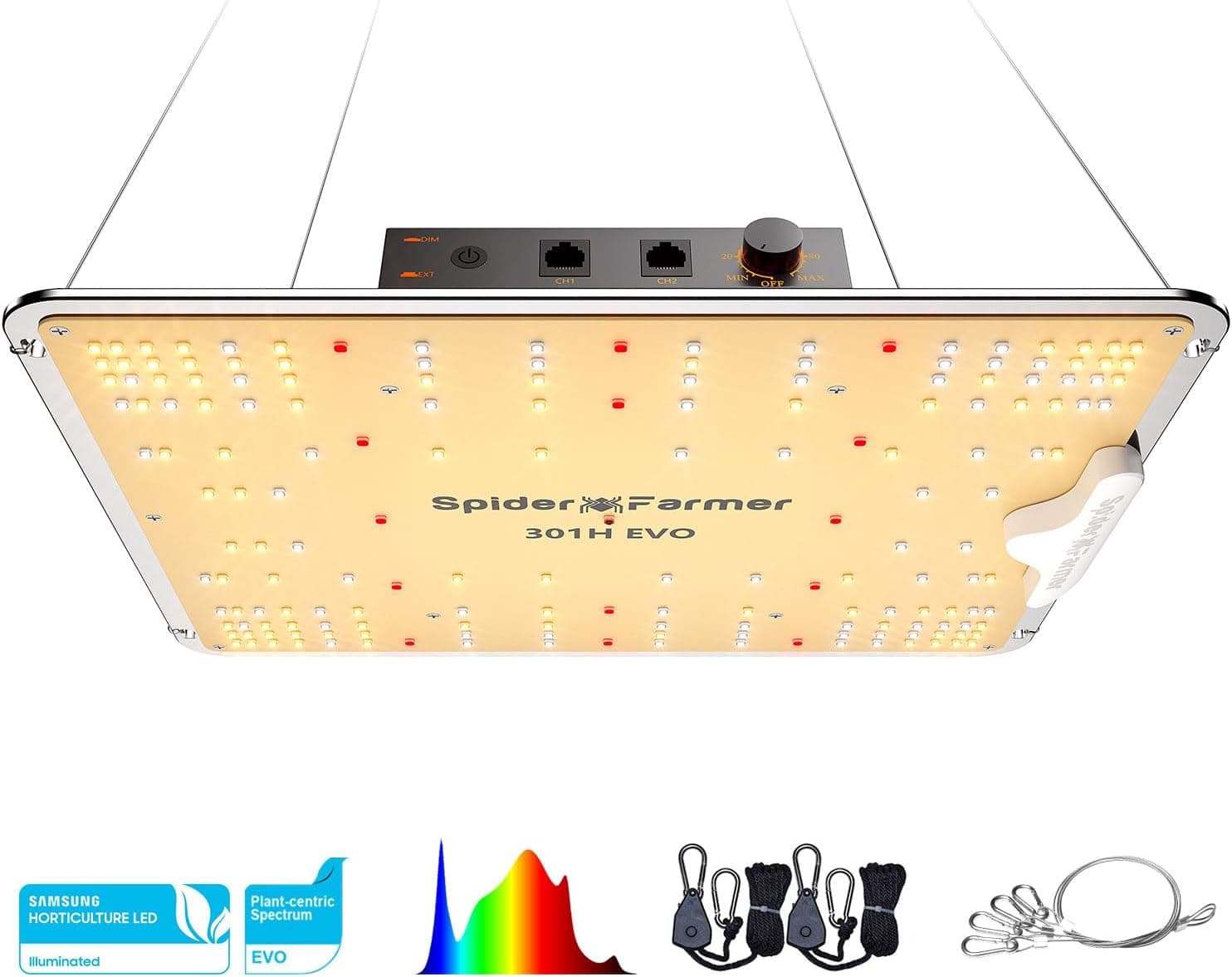 Spider Farmer SF1000 100W LED Grow Light for Indoor Plants, Dimmable Full Spectrum with Samsung LM301H EVO High PPFD Lamp, Deeper Penetration for Seed Starting Vegetables Bloom in 2x2/3x3 Grow Tent - image 1 of 1
