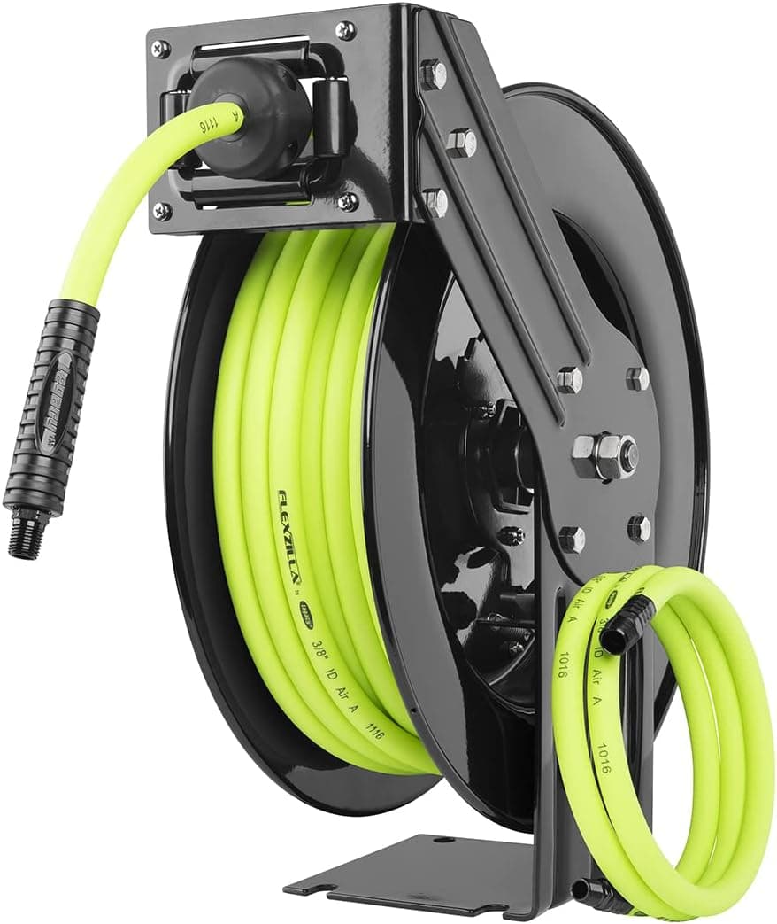 Flexzilla Open Face Retractable Air Hose Reel, 3/8 in. x 50 ft., Heavy Duty, Lightweight, Hybrid, ZillaGreen - L8611FZ - image 1 of 1