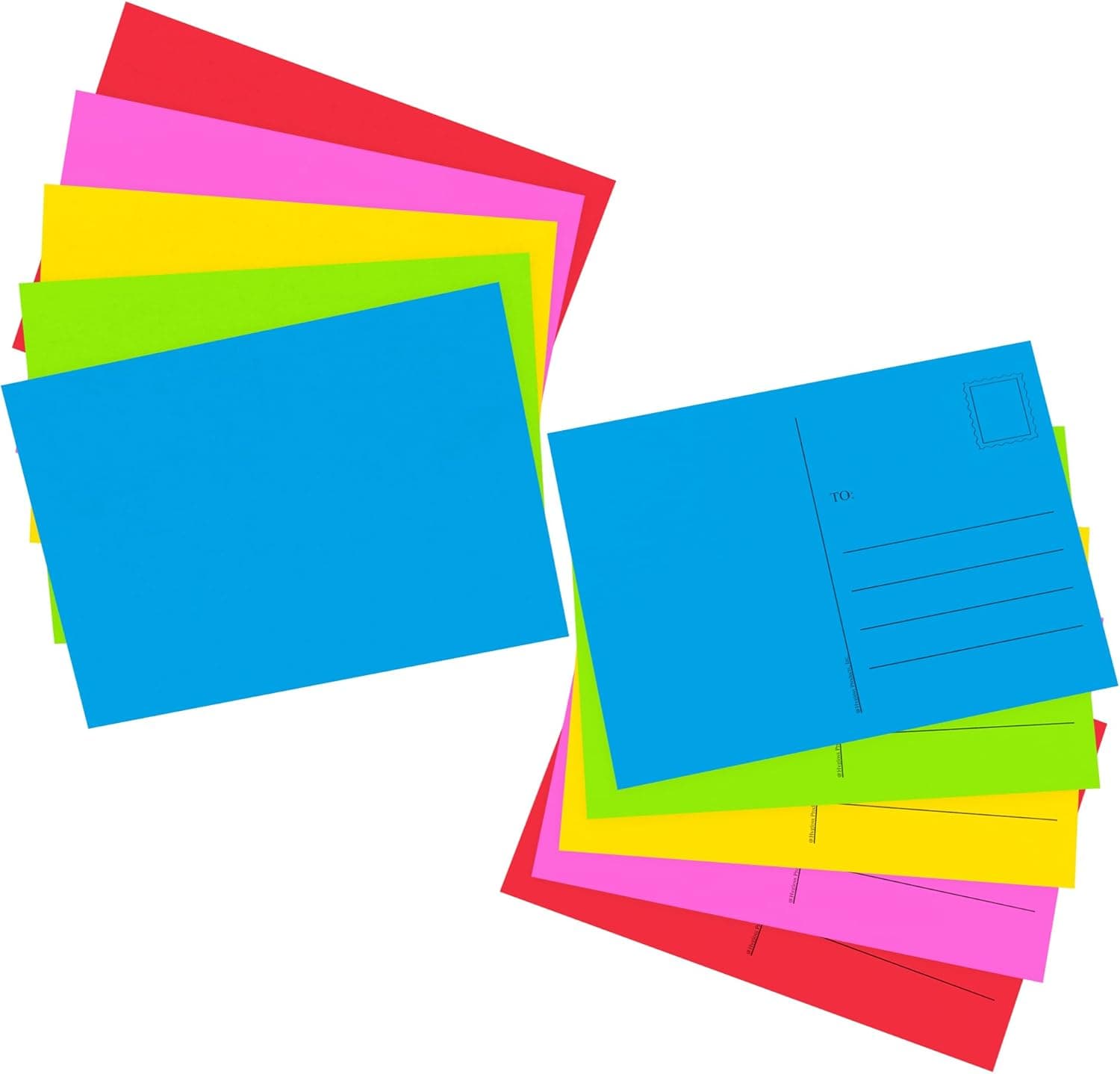 Hygloss Blank Postcards For Mailing- 100-Pack Personalize-Your-Own Mailable Assorted Bright Postcard - 4” x 5 ½” – For Invitations, Thank you Cards, Greeting Cards, Classroom Activity, Pen Pal Letters and More - image 1 of 1