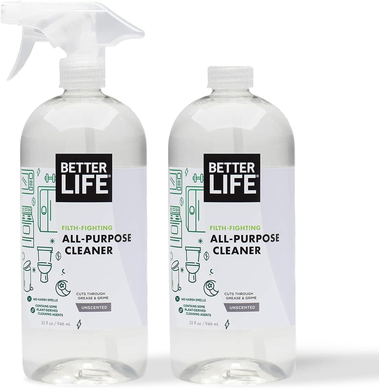 Better Life All Purpose Cleaner - Multipurpose Home and Kitchen Cleaning Spray for Glass, Countertops, Appliances, Upholstery & More - Multi-surface Spray Cleaner - 32oz (Pack of 2) Unscented - image 1 of 1