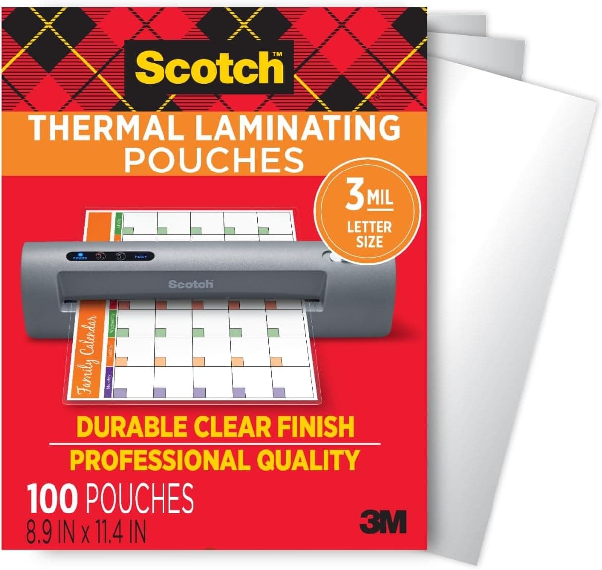 Scotch Thermal Laminating Pouches, for Use with Thermal Laminators, 8.9 x 11.4 Inches, Letter Size Sheets, 100-Pack - image 1 of 1