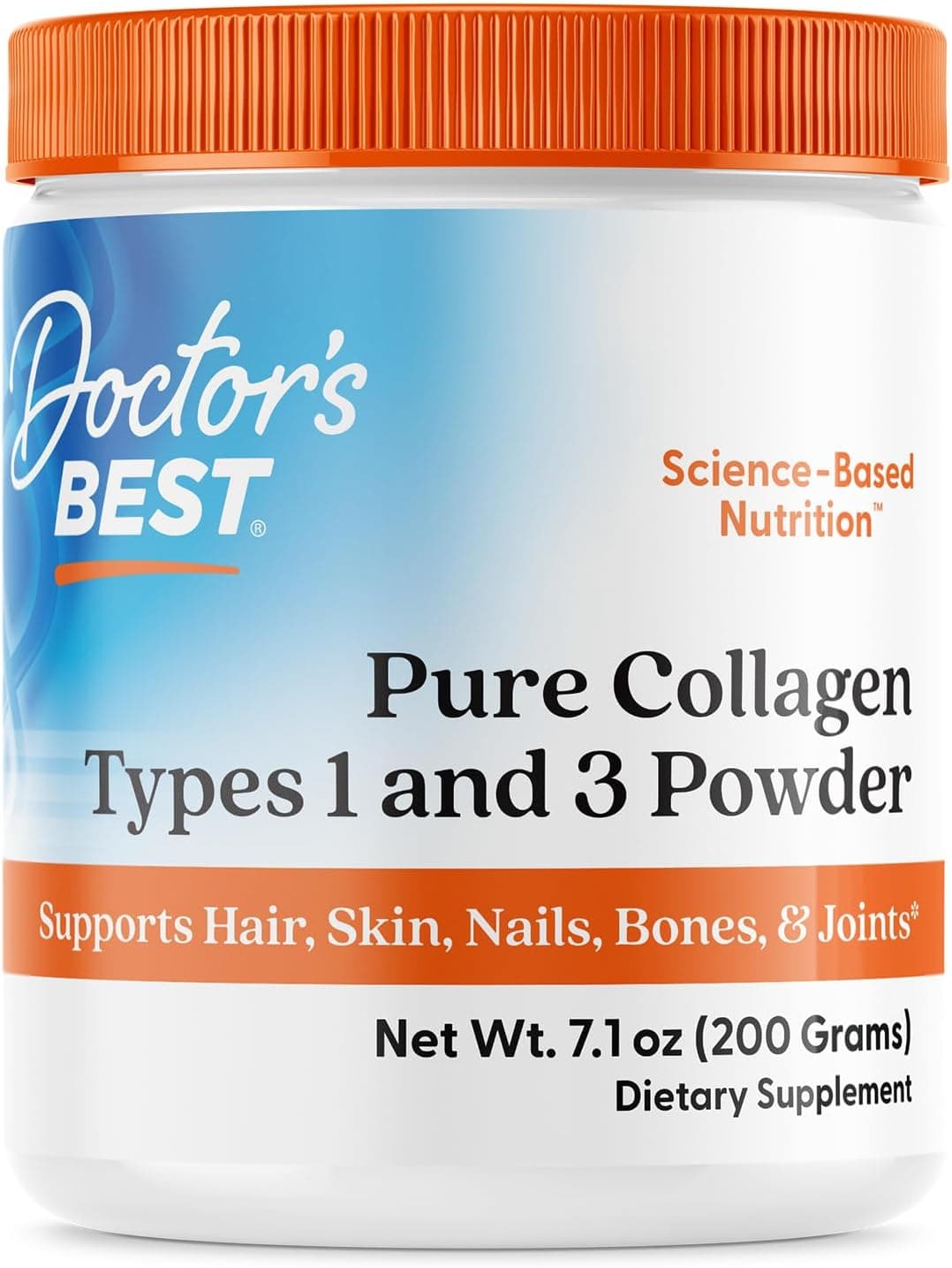Doctor's Best Pure Collagen Types 1 & 3, Promotes Healthy Skin Hair & Nails – Bone & Joint Support, 7.1 Ounce (Pack of 1) - image 1 of 1