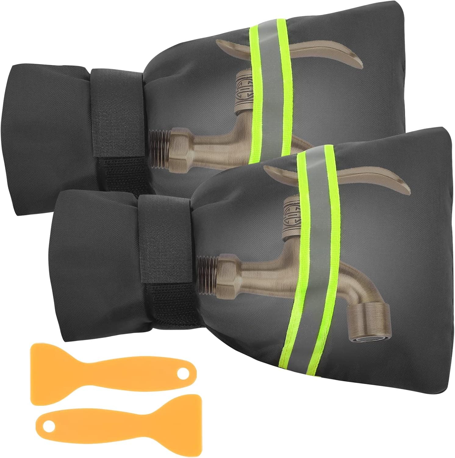 Outdoor Faucet Cover for Winter, Outside Water Faucet Hose Cover with Reflective Strips, 6.2“H x 8.2” W, Reusable Waterproof & Anti-Frozen Insulated Spigot Cover, - 2 Pack - image 1 of 1