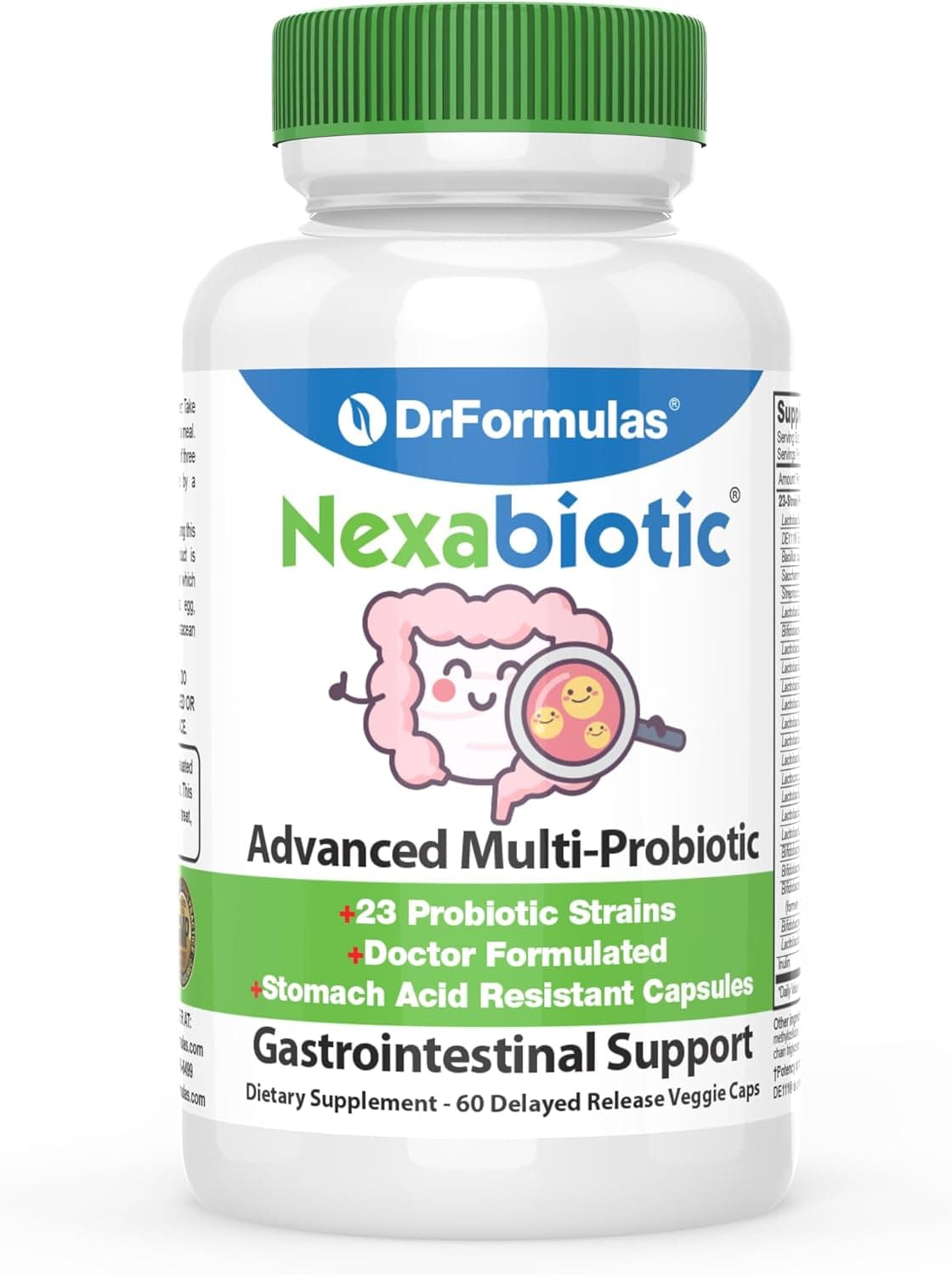 DrFormulas' Best Probiotics for Women & Men | Nexabiotic Multi Probiotic with Saccharomyces Boulardii, Lactobacillus Acidophilus, B. infantis, Prebiotic 60 Count Capsules (Not Pearls) - image 1 of 1