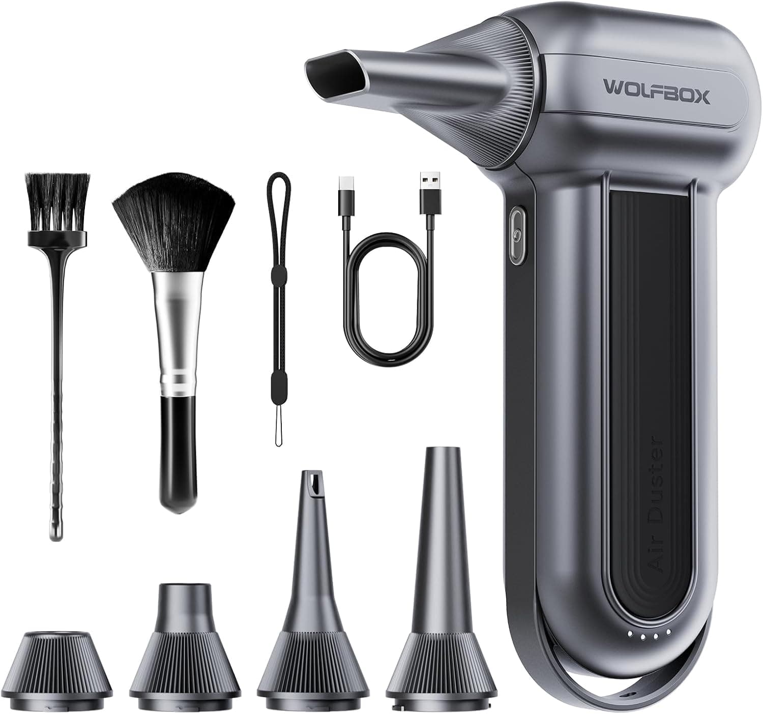 WOLFBOX MF100 Electric Air Duster-150000RPM Super Power Cordless Air Duster, Rechargeable Brushless Motor Durable Blower, 3-Gear Adjustable Dust Blower for Computer, Keyboard, Outdoor, House and Car - image 1 of 1