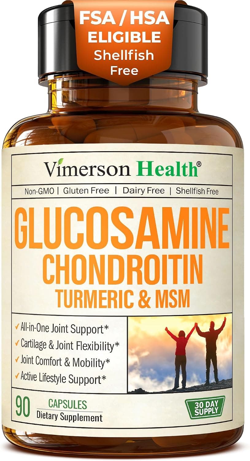 Glucosamine Chondroitin MSM and Turmeric Supplement – Joint Support Supplement for Women and Men with Boswellia and Chondroitin Sulfate – for Cartilage, Joint Health and Flexibility – 90 Capsules - image 1 of 1