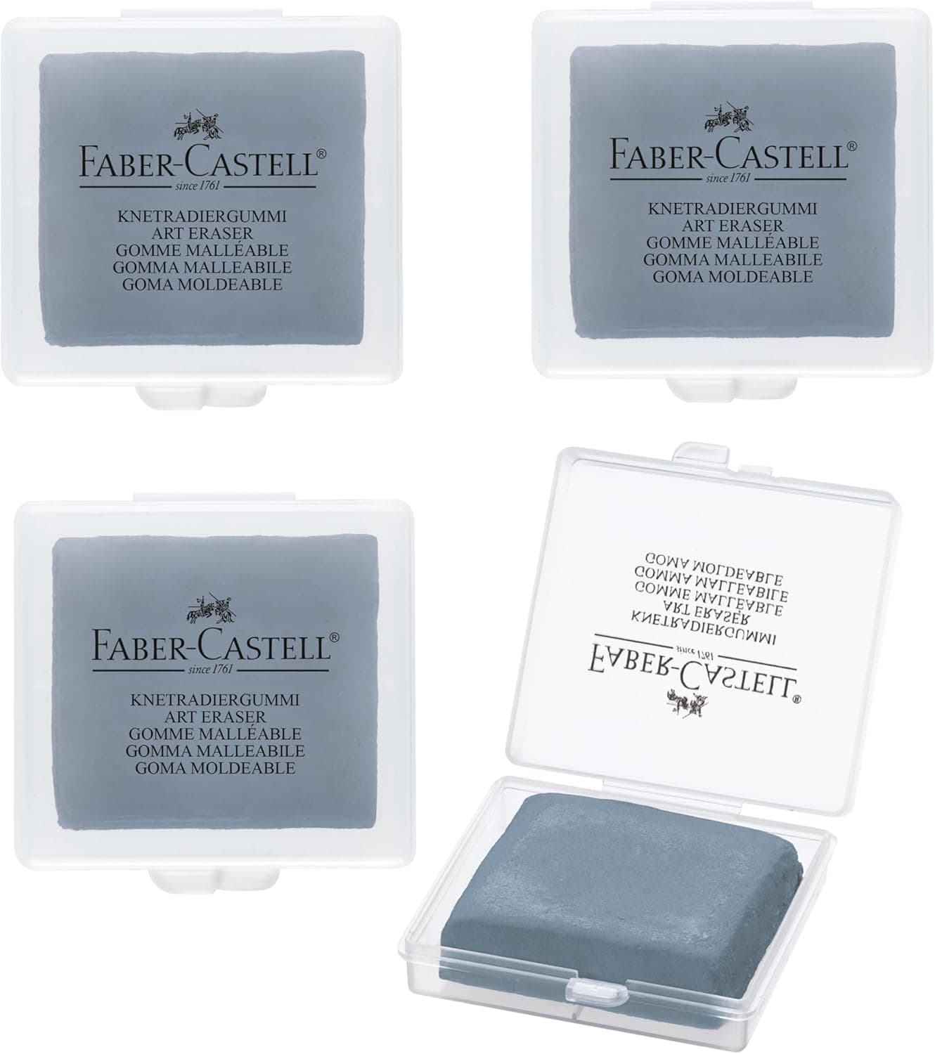 Faber-Castell Erasers - Drawing Art kneaded Erasers, Large Size Grey - 4 Pack - image 1 of 1