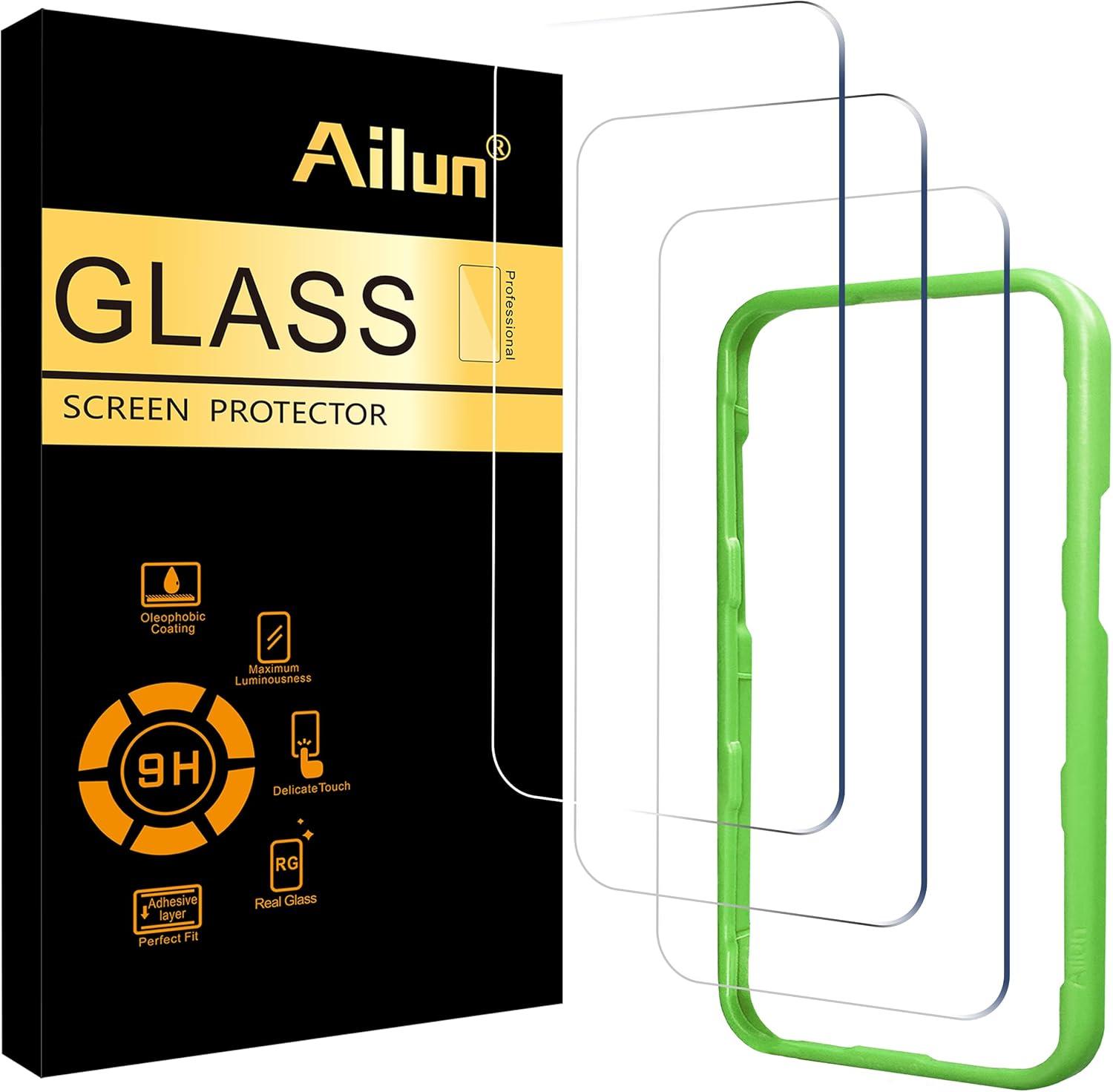 Ailun 3 Pack Screen Protector for iPhone 17 / iPhone 16 Pro [6.3 inch] with Installation Frame, Tempered Glass, Sensor Protection, Dynamic Island Compatible, Case Friendly