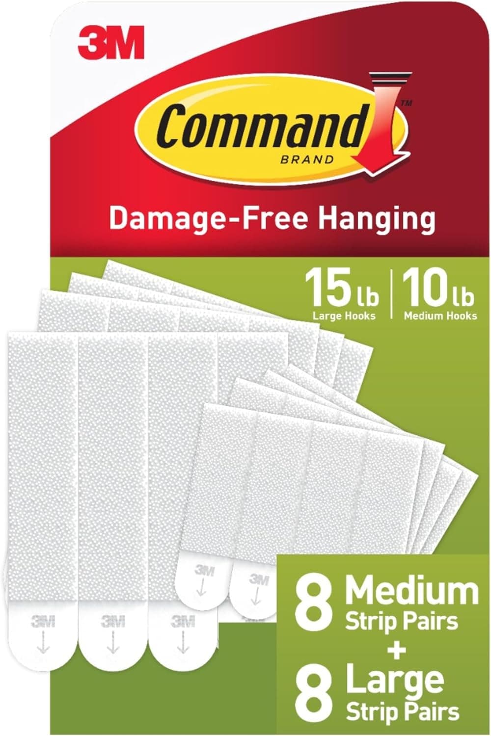 Command Medium and Large Picture Hanging Strips, Damage Free Hanging Picture Hangers, No Tools Wall Hanging Strips for Living Spaces, White, 8 Medium Pairs and 8 Large Pairs - image 1 of 1