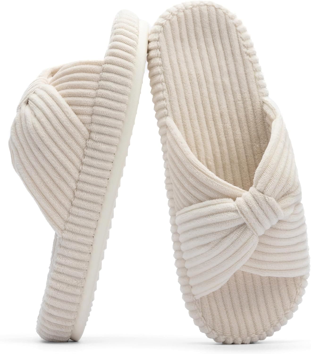 Chantomoo Slippers for Women Memory Foam House Bedroom Corduroy Bow Crossbands Slide Slipper Shoes Comfy Trendy Gift Slippers - image 1 of 1