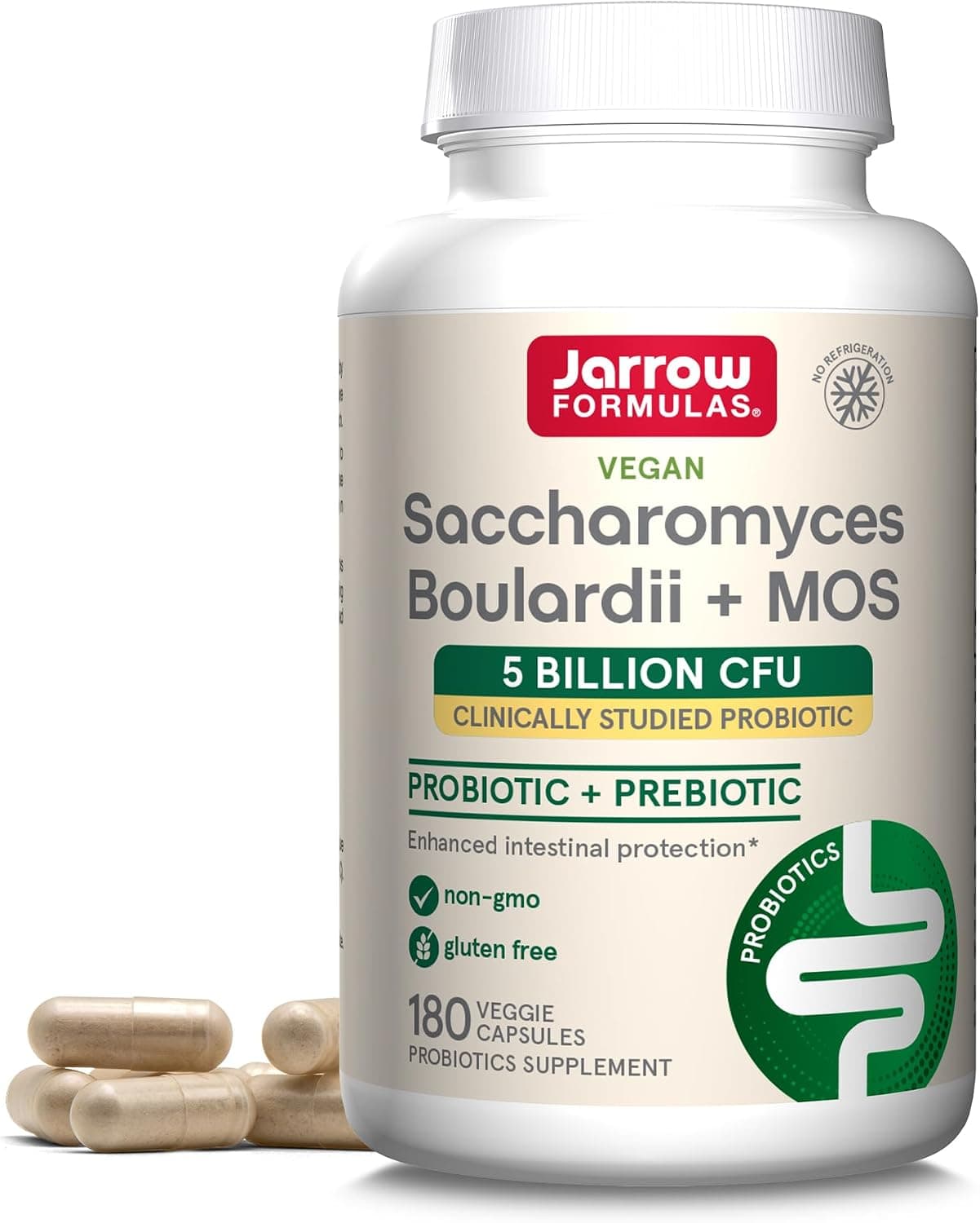 Jarrow Formulas Saccharomyces Boulardii + MOS - 5 Billion Organisms Per Serving - 180 Delayed Release Veggie Caps - Probiotic + Prebiotic - Intestinal Tract Support - Up to 180 Servings - image 1 of 1