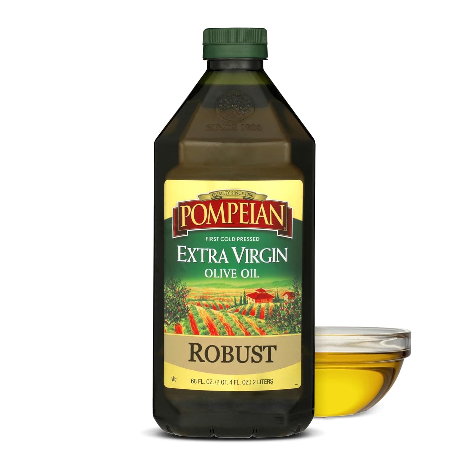 Pompeian Robust Extra Virgin Olive Oil, Contains Polyphenols, First Cold Pressed, 68 Fl Oz - image 1 of 1