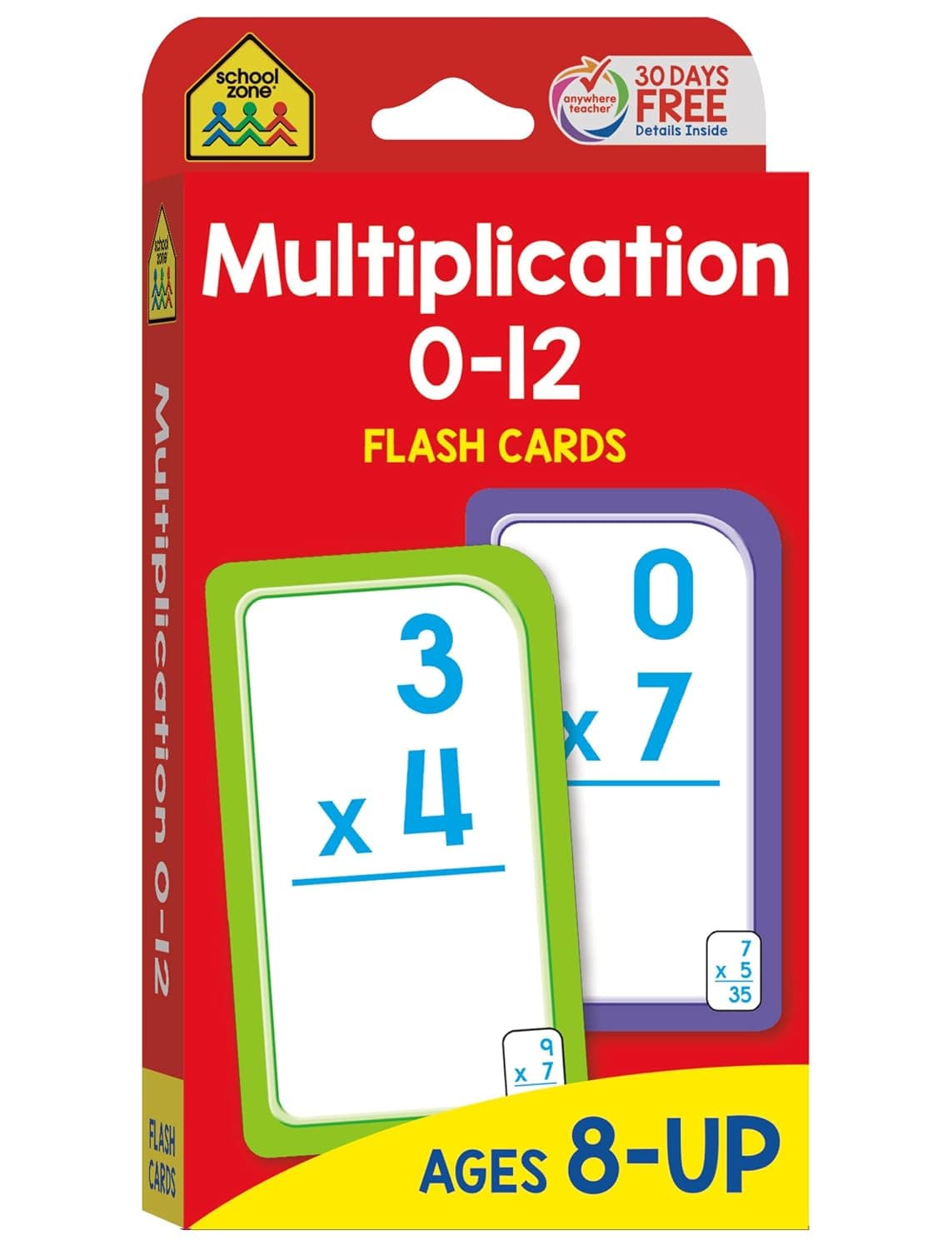 School Zone Multiplication 0-12 Flash Cards: 56 Math Cards, 3rd Grade, 4th Grade, Elementary Math, Multiplication Facts, Common Core, Ages 8+, Packaging May Vary - image 1 of 1