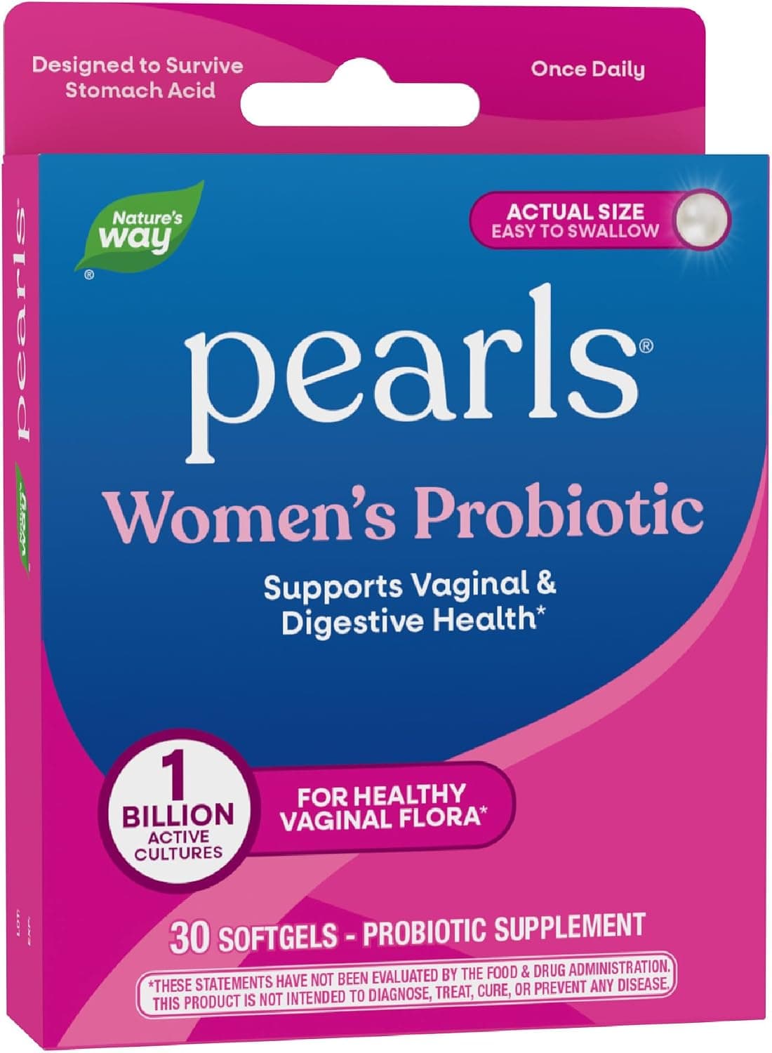 Nature's Way Pearls Women's Probiotic, Supports Women's and Digestive Health*, Protects Against Occasional Constipation & Bloating*, 1 Billion Live Cultures, 30 Softgels (Packaging May Vary) - image 1 of 1