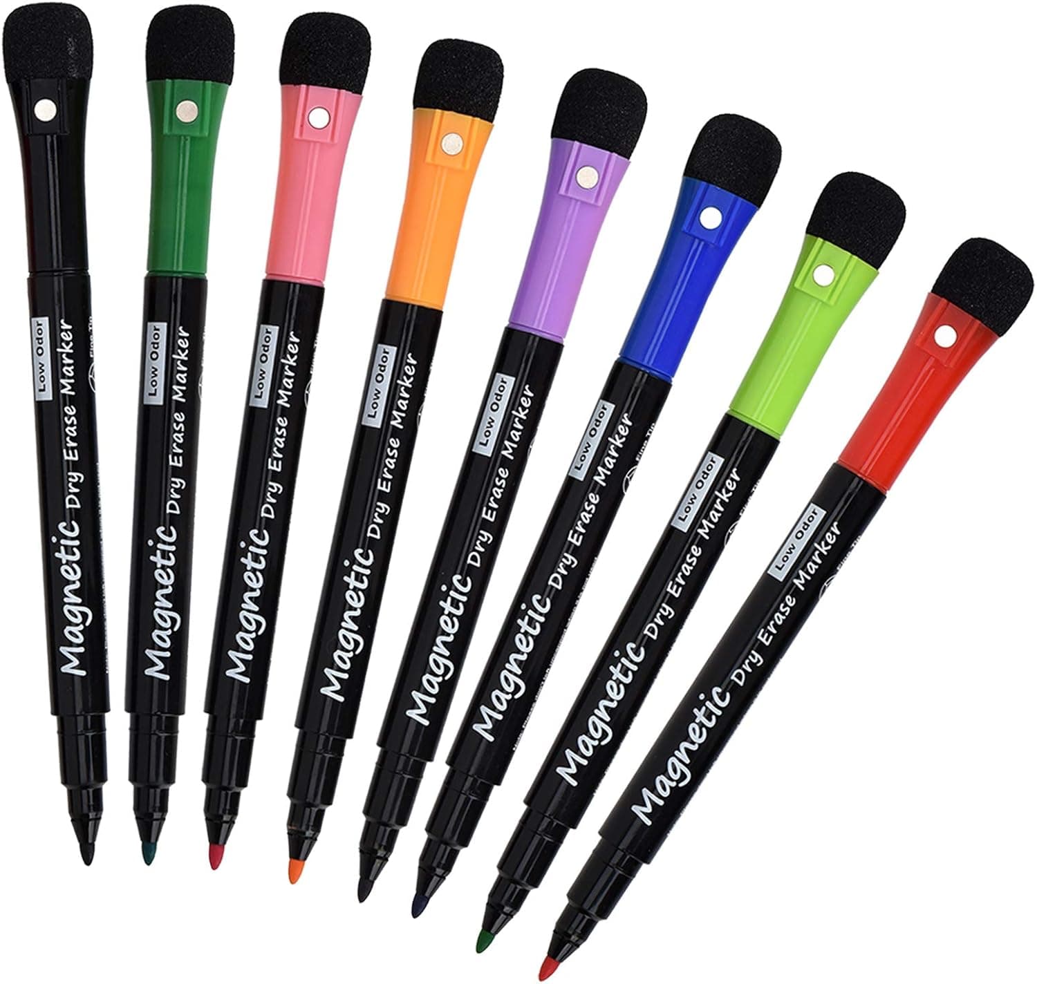 Magnetic Dry Erase Markers, (8 Pack) Dealkits Low Odor White Board Markers Whiteboard Markers with Erasers for Kids Teacher Supplies for Classroom Work on White Board, Calender, Fine Tip Point - image 1 of 1
