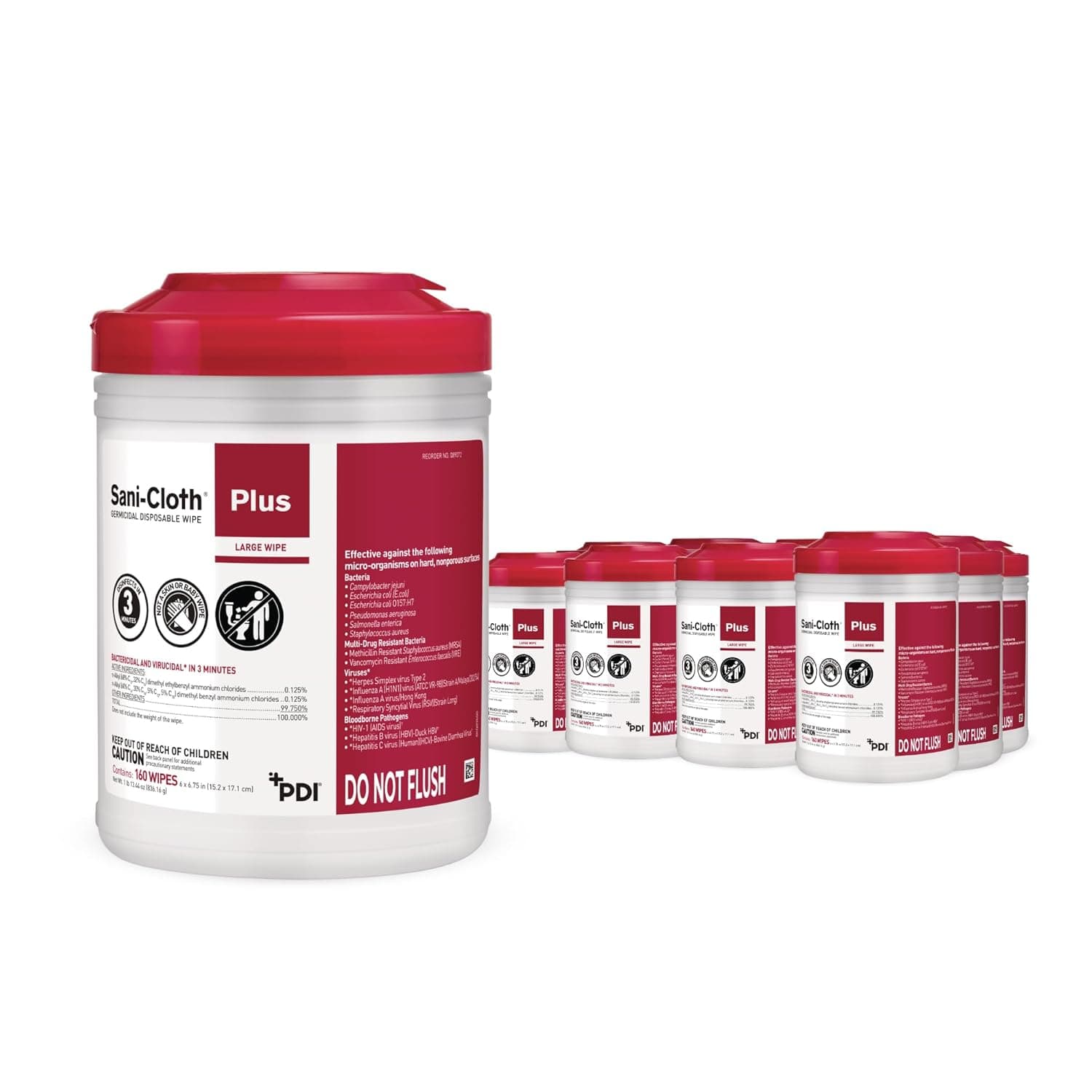 Sani-Cloth Plus Hard Surface Disinfectant Wipe, 160 Count, Q89072 - Case of 12 = 1920 Wipes - image 1 of 1