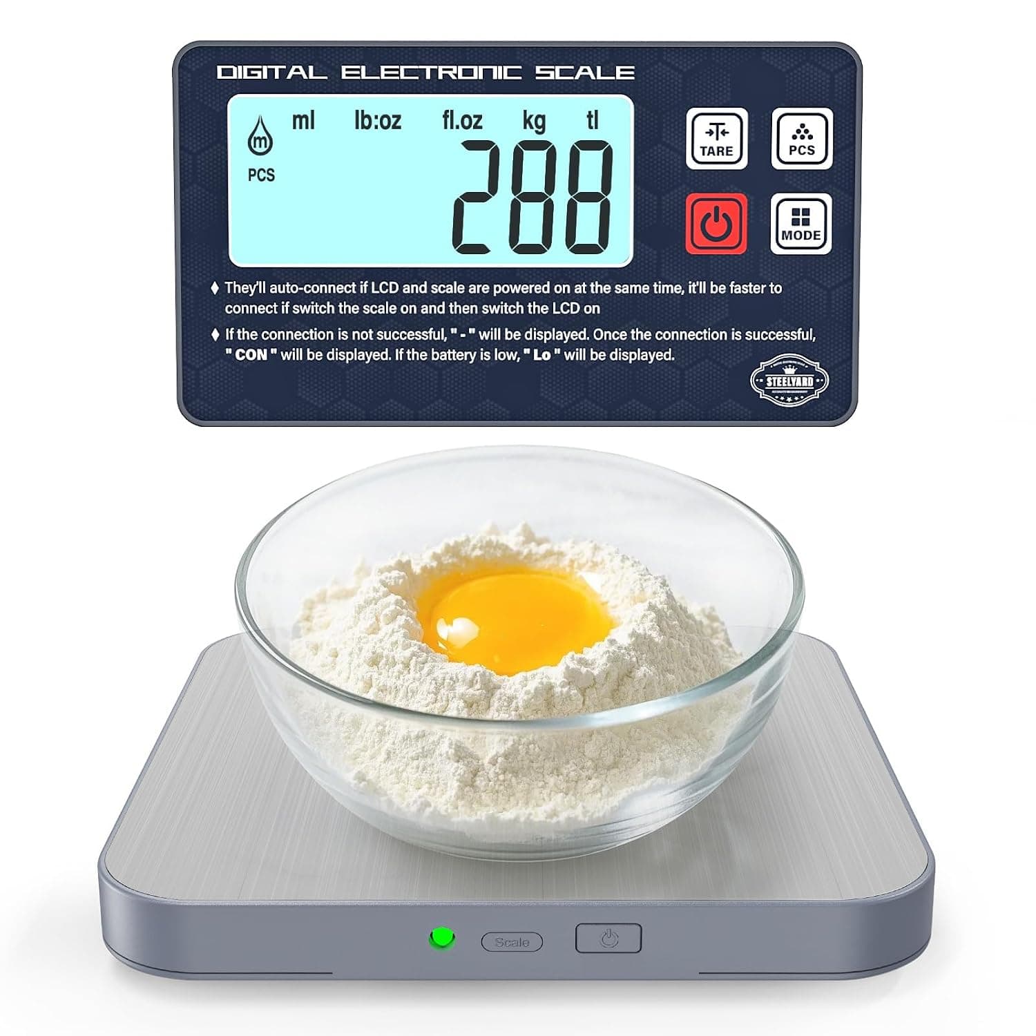 AWLKIM® Digital Kitchen Food Scale -Detachable Display Electronic Weight Scale for Baking, Bread Making & Coffee Brewing, 304 Stainless Steel Platform, Backlit LCD, Count Mode, Wall-Mount & Tilt Stand - image 1 of 1
