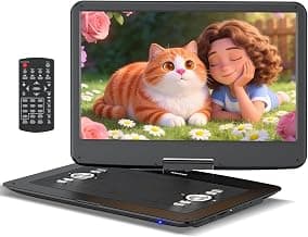 17.9" Portable DVD Player with 15.6" HD Swivel Screen, 6 Hours Rechargeable Battery, Large DVD Player Portable Support MP4, MKV Video & USB/SD Card/Sync TV, High Volume Speaker, All Regions
