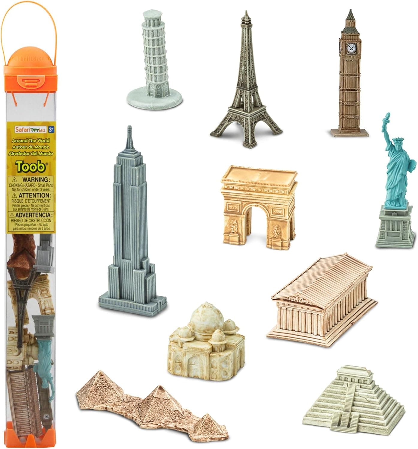 Safari Ltd. Around The World TOOB - 10 Figurines: Leaning Tower of Pisa, Eiffel Tower, Taj Mahal, Statue of Liberty, Giza Pyramids, & More - Educational Toy Figures For Boys, Girls & Kids Ages 3+ - image 1 of 1