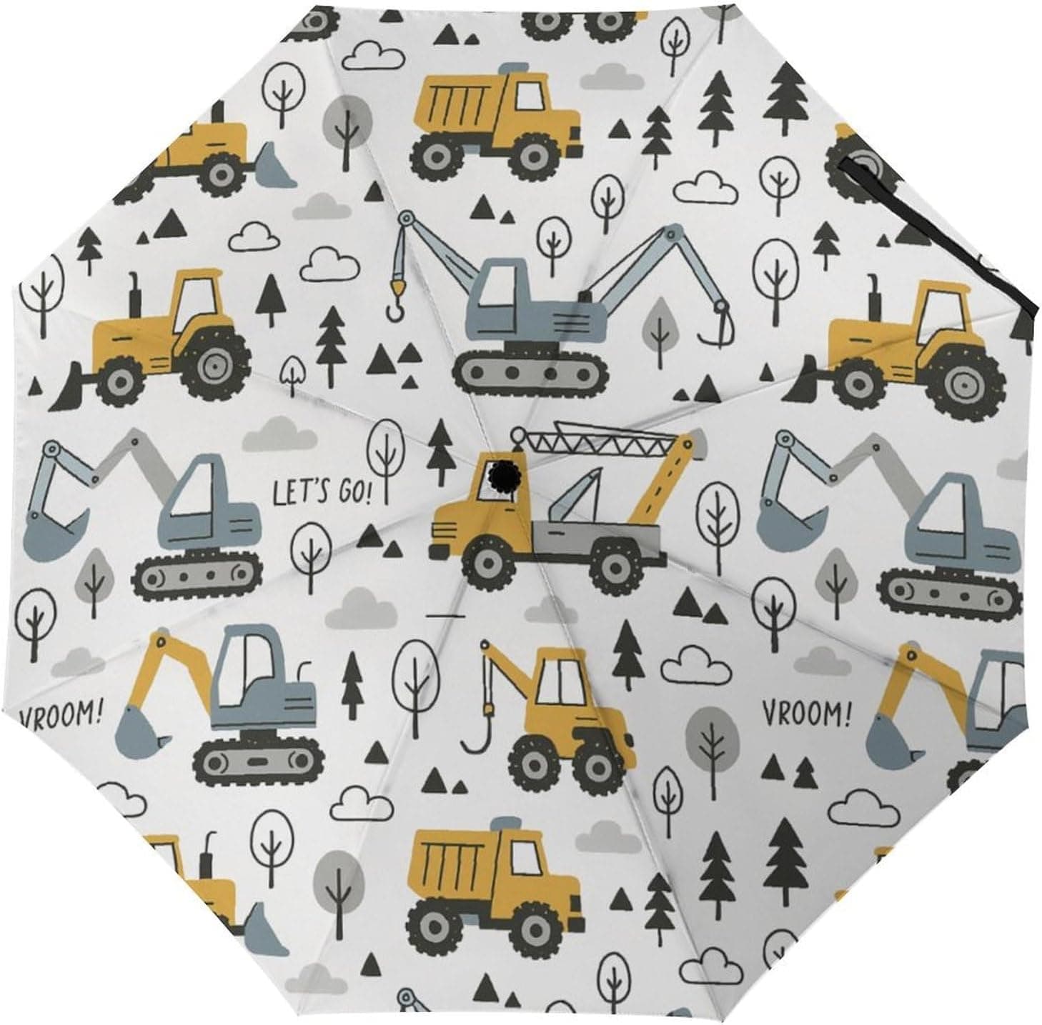 Monster Truck Car Windproof Compact Travel Auto Open/Close Folding Sun Rain Umbrella - Black Collapsible Portable - image 1 of 1