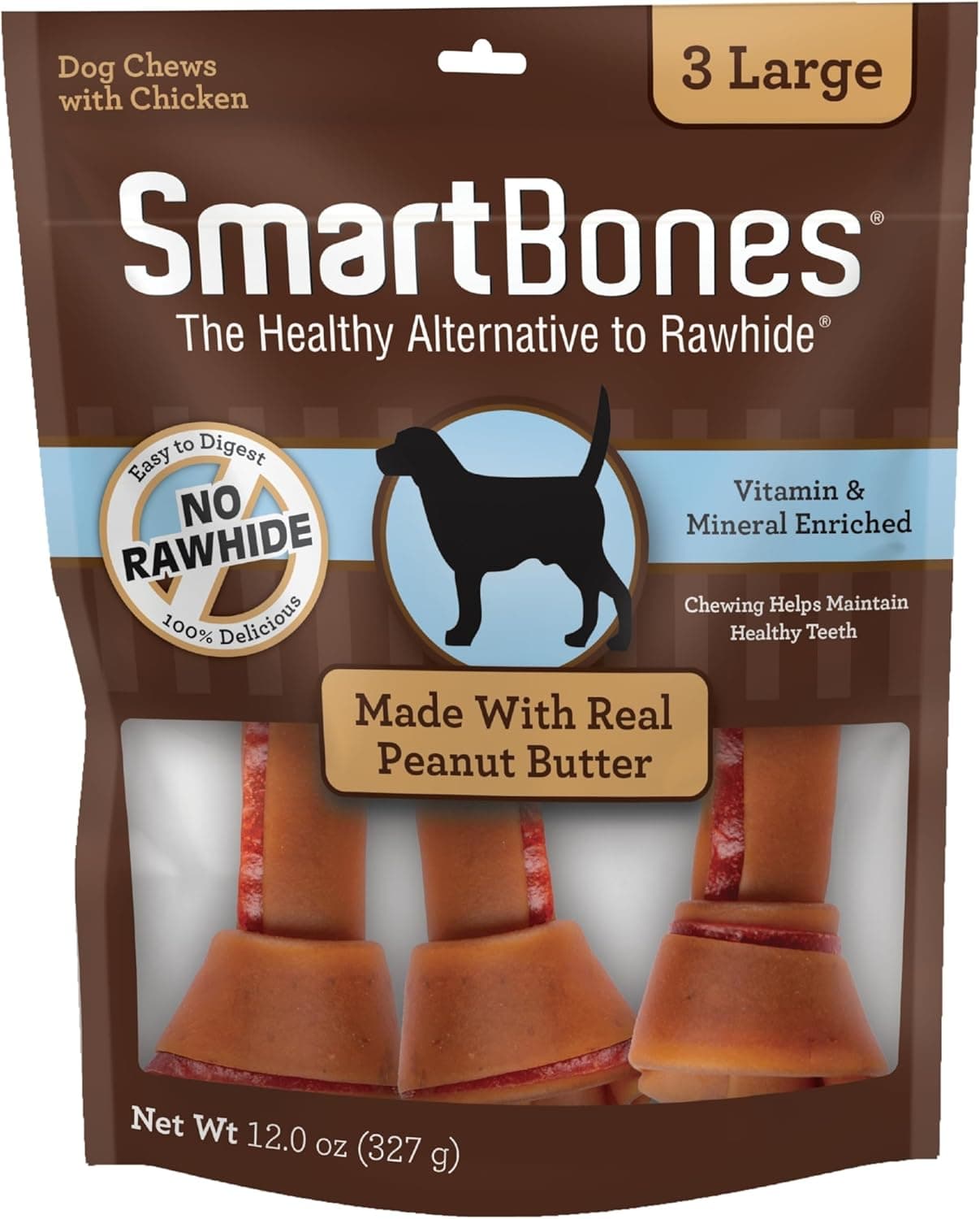 SmartBones Dog Chews, Treat Your Dog to Rawhide-Free Dog Bones, Made With Real Meat and Vegetables, 3 Large - image 1 of 1