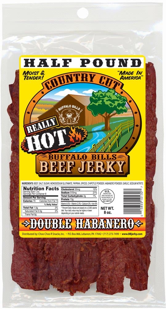Buffalo Bills 8oz Double Habanero Country Cut Beef Jerky Pack (moist & tender really hot beef jerky) - image 1 of 1