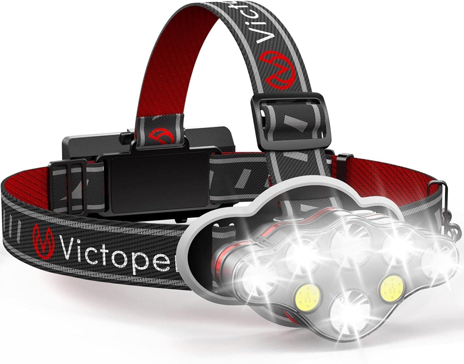 Victoper Rechargeable Headlamp, 8 LED High Lumen Super Bright Headlights with Red Light, USB Waterproof Head Flashlight, 8 Mode Head Lamp for Outdoor Running Fishing Working Camping Gear - image 1 of 1