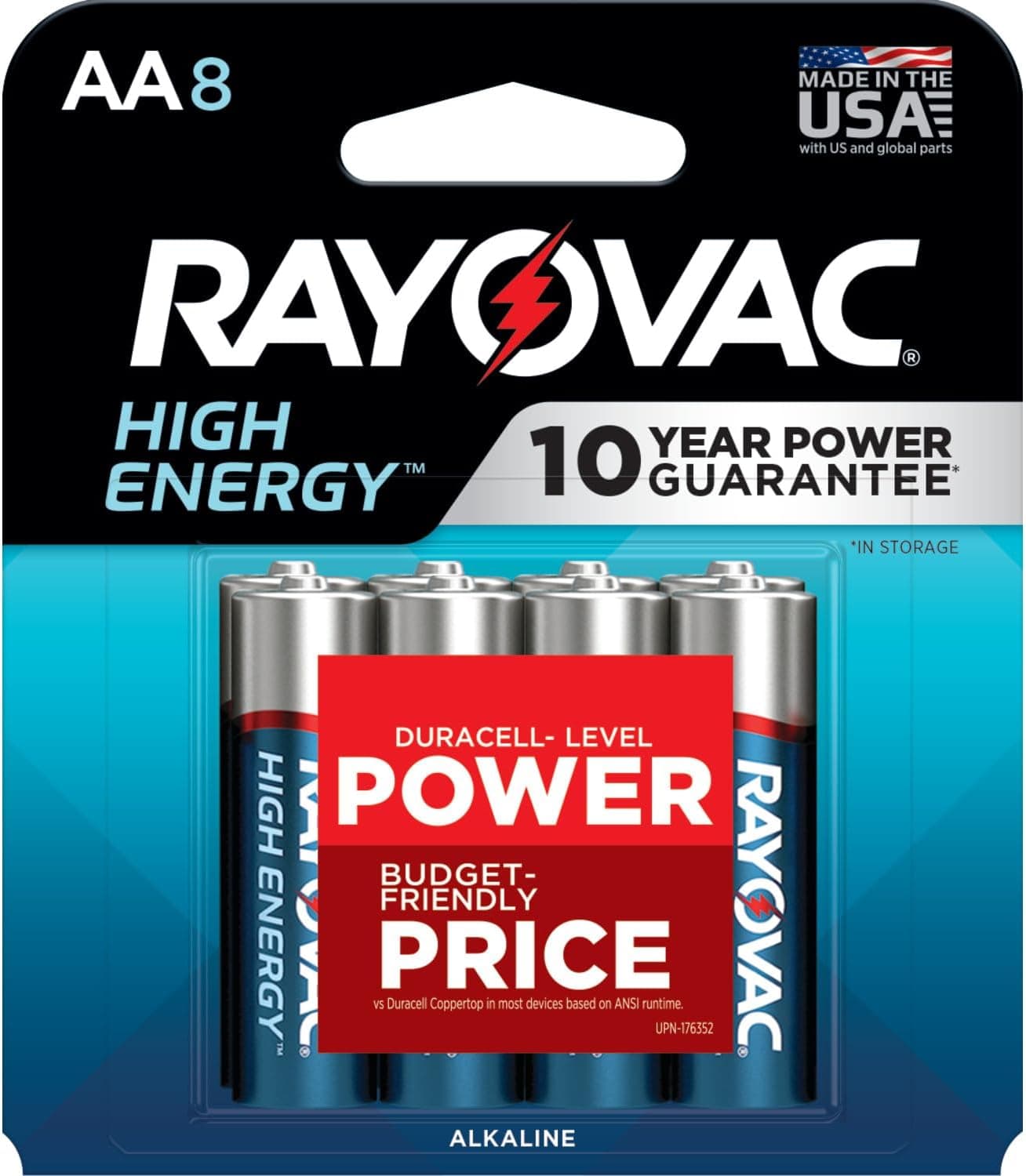 Rayovac High Energy AA Batteries (8 Pack), Double A Alkaline Batteries - image 1 of 1