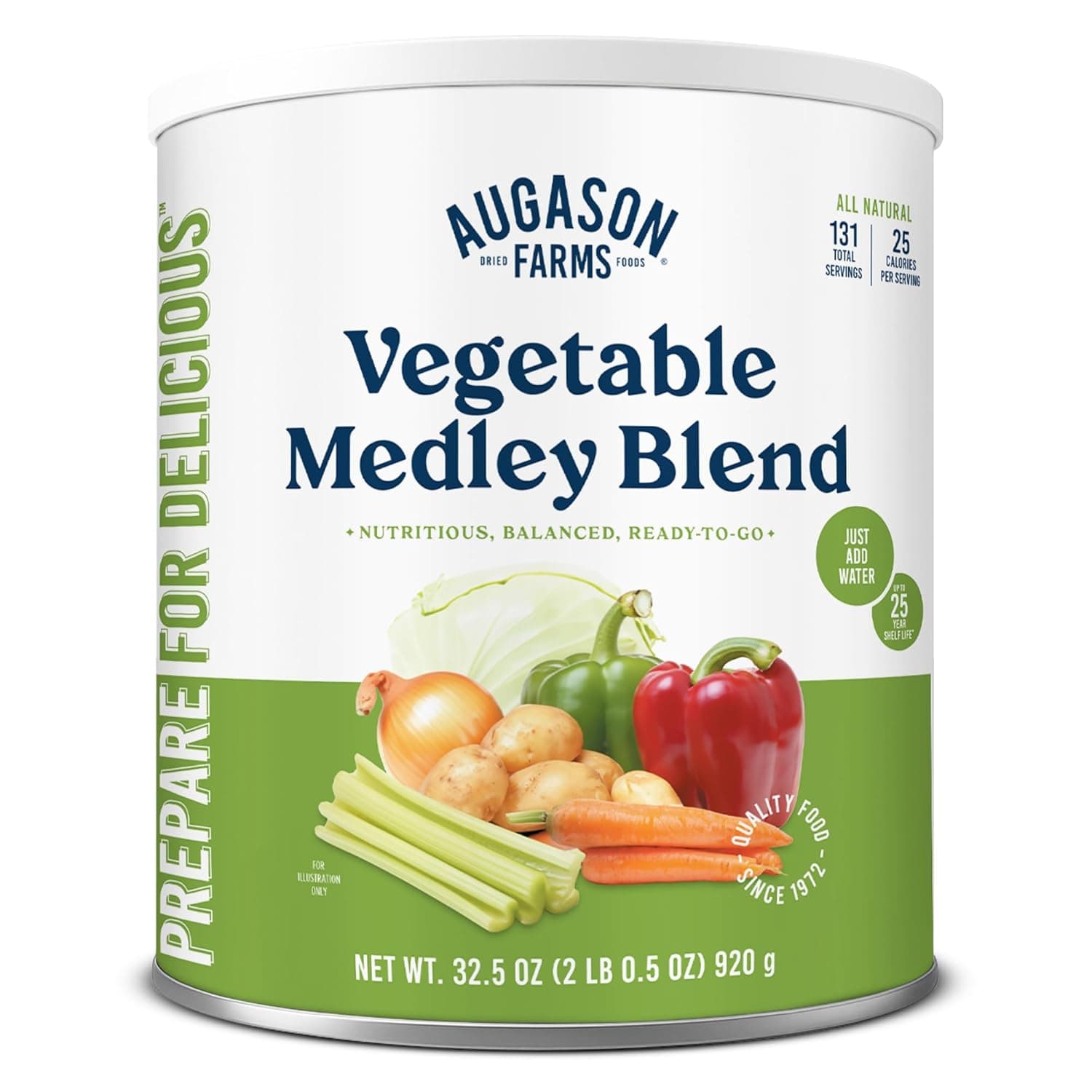 Augason Farms Vegetable Medley Blend Can - Dehydrated Mixed Veggies - Gluten Free Emergency Food Supply with Long Shelf Life for Survival, Disaster Prep & Everyday Meals - 131 Servings - image 1 of 1