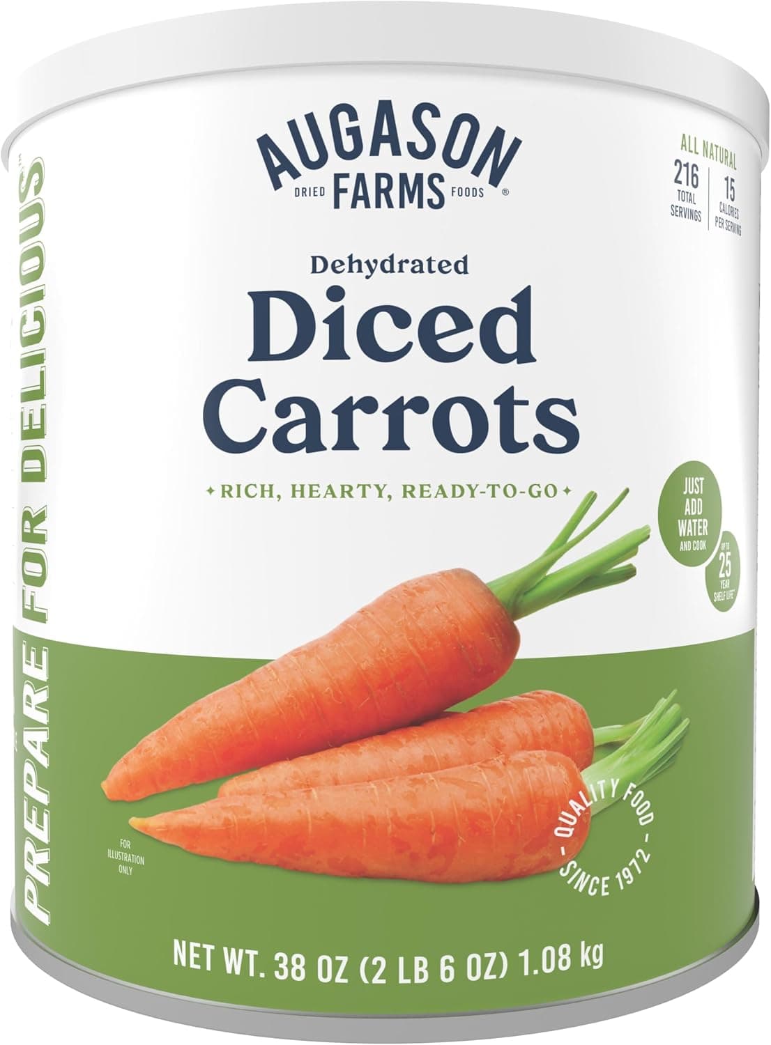 Augason Farms Dehydrated Diced Carrots Can, Emergency Food Supply, Everyday Meals, 216 Servings - image 1 of 1
