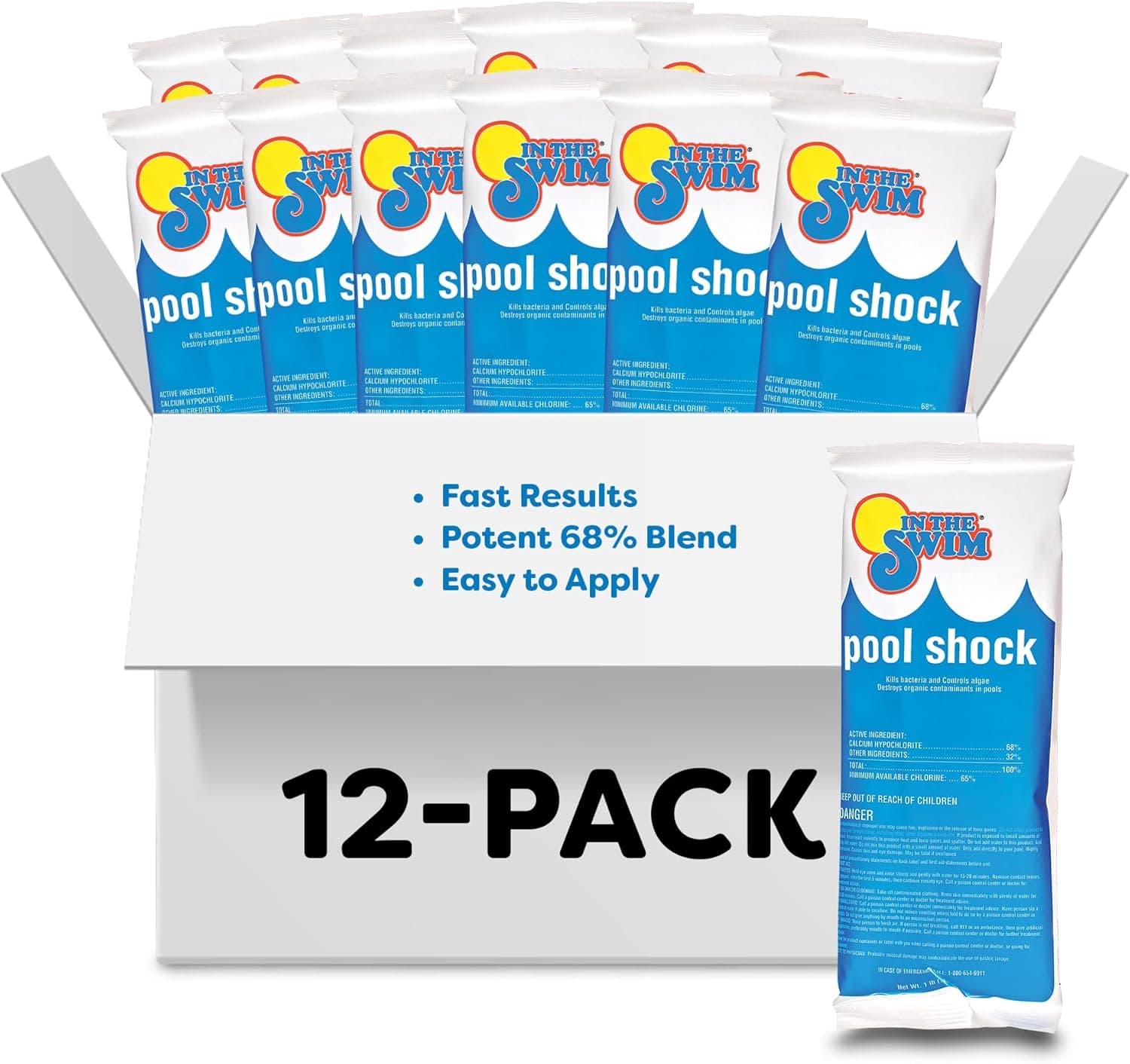 In The Swim Pool Shock – 68% Cal-Hypo Granular Sanitizer for Crystal Clear Water – Defends Against Bacteria, Algae, and Microorganisms - 12 X 1 Pound - image 1 of 1