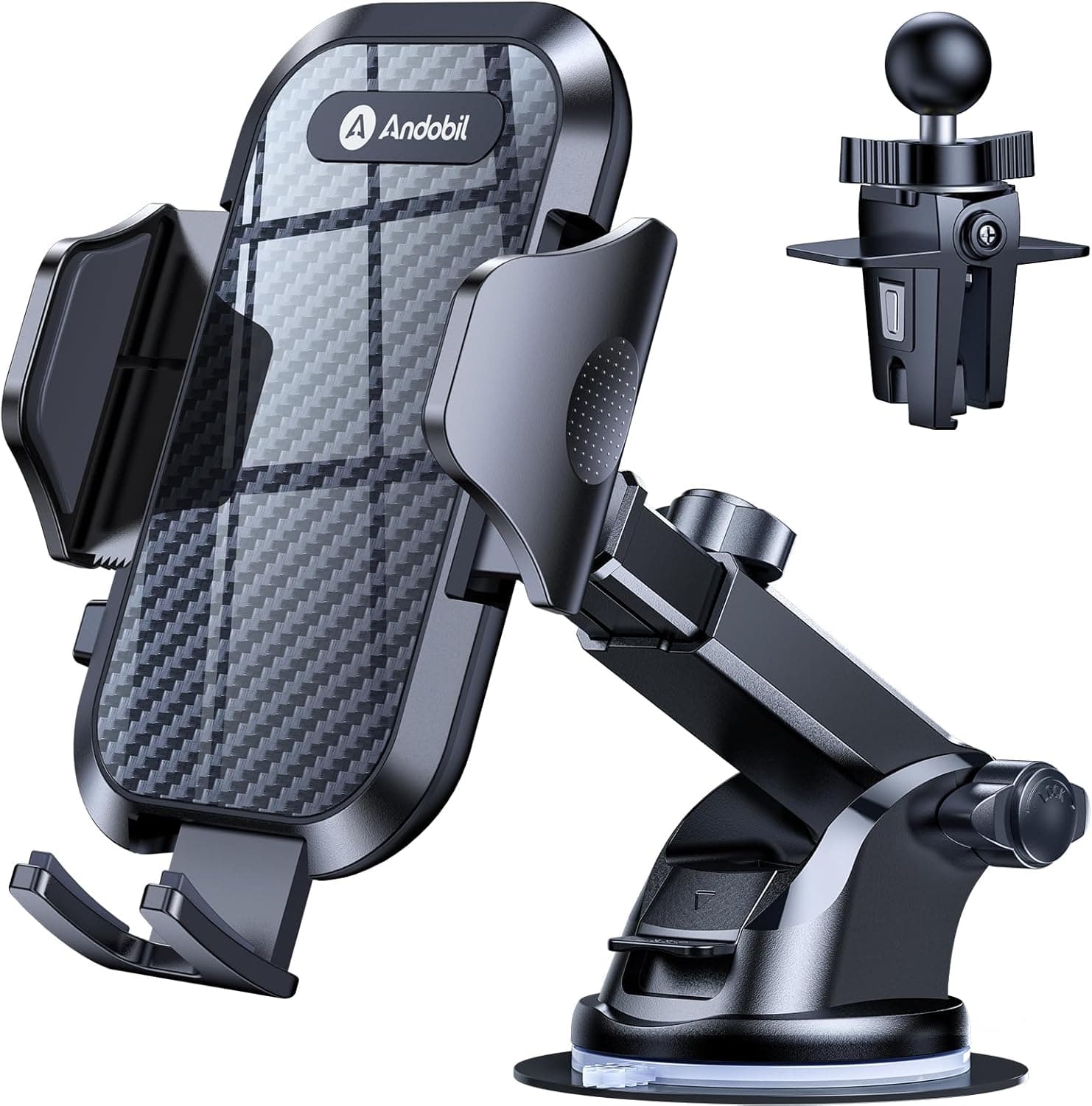 andobil Car Phone Holder, 2025 Military-Grade 89lbs Strongest Suction Phone Holders for Your Car Dashboard/Windshield/Vent Easy Clamp Cellphone Holder Truck Stand for iPhone 17 16 15 Pro Max Samsung - image 1 of 1