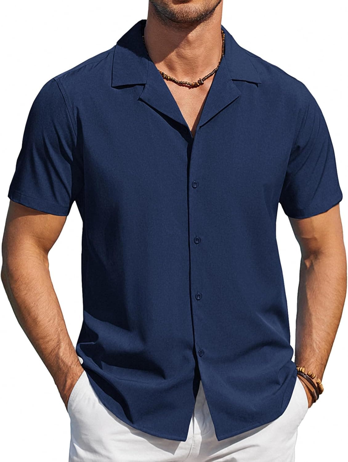 COOFANDY Mens Short Sleeve Shirts Casual Button Down Shirts Cuban Textured Summer Beach Shirts