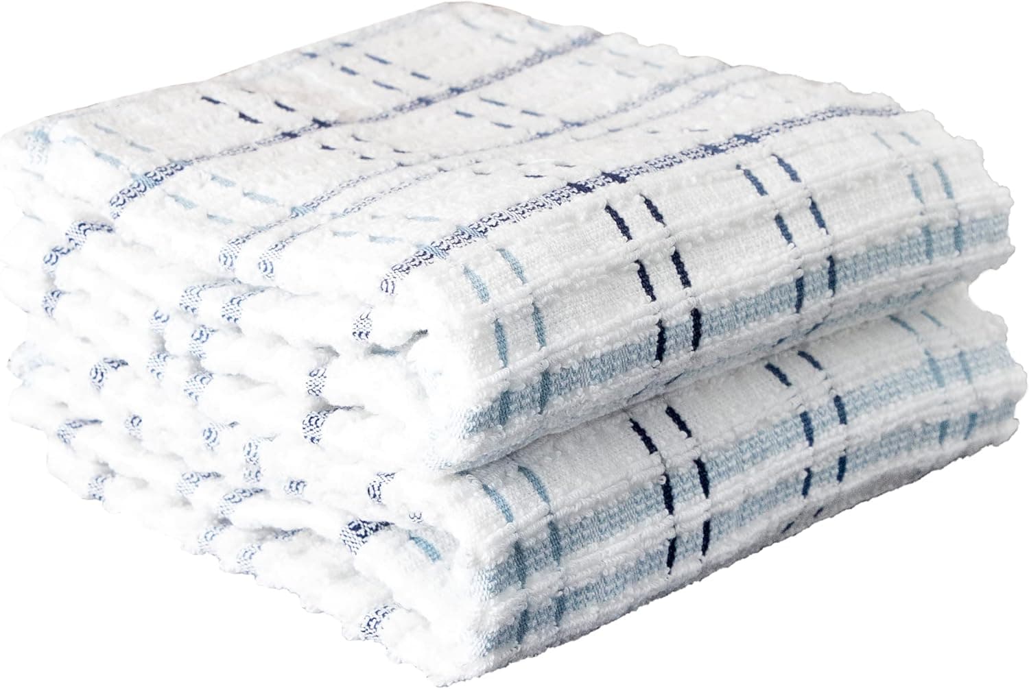 Ritz Royale Collection 100% Combed Terry Cotton, Highly Absorbent, Oversized Checked Kitchen Towel Set, 28" x 18", 2-Pack, Federal Blue - image 1 of 1