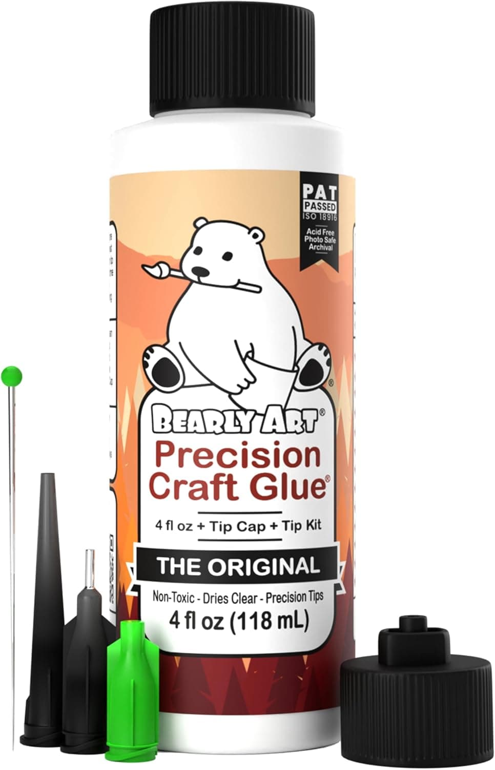 Bearly Art Precision Craft Glue - The Original - 4fl oz - Tip Kit Included - Dries Clear - Metal Tip - Wrinkle Resistant - Flexible and Crack Resistant - Strong Hold Adhesive - Made in USA - image 1 of 1
