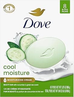 Cool Moisture Beauty Bar Soap , Refreshing Cleanser, 8 Count 3.75 oz | Moisturizing beauty bar with cucumber and green tea scent for refreshed, soft skin