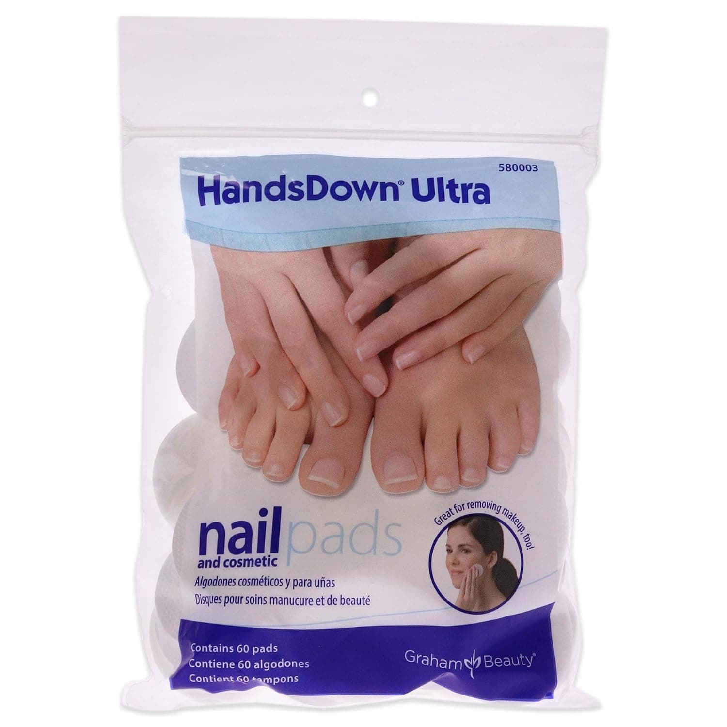 Graham Beauty HandsDown Ultra Nail and Cosmetic Pads Pads Unisex 60 Pc - image 1 of 1