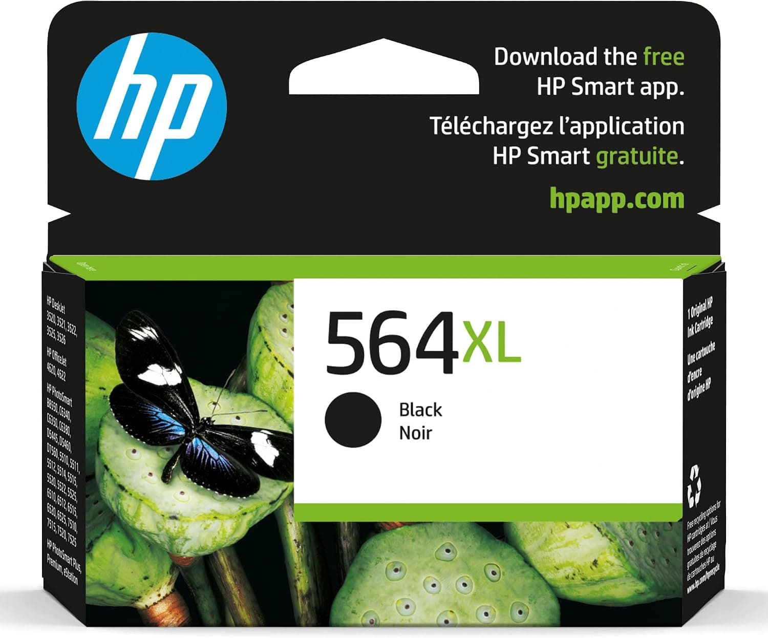 HP 564XL Black High-yield Ink | Works with DeskJet 3500; OfficeJet 4620; PhotoSmart B8550, C6300, D5400, D7560, 5510, 5520, 6510, 6520, 7510, 7520, Plus, Premium, eStation Series | CN684WN - image 1 of 1