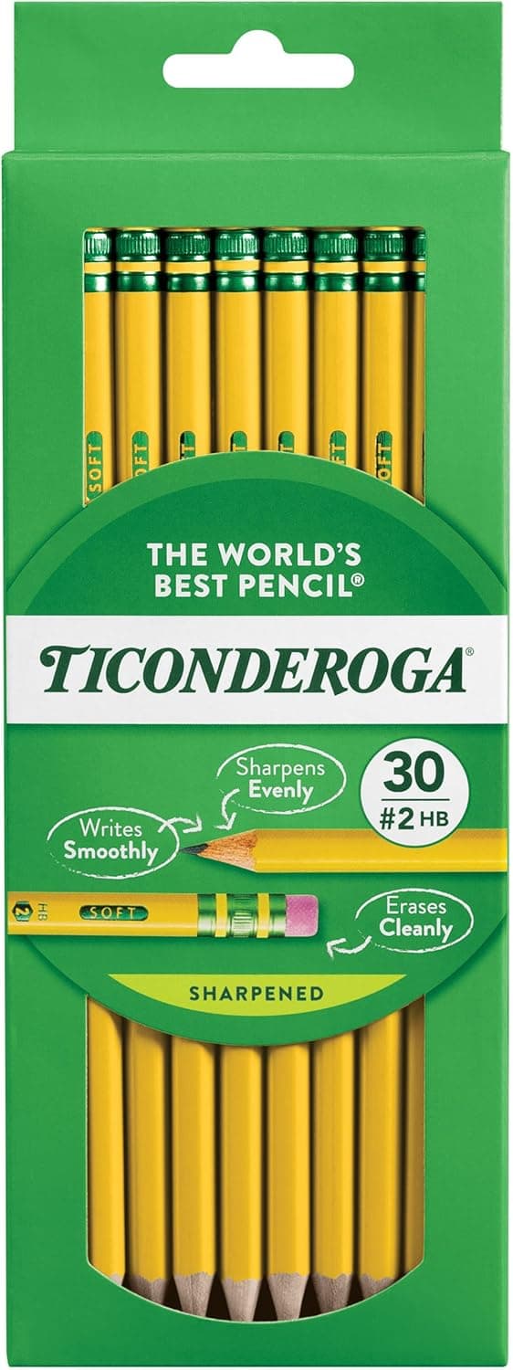 Ticonderoga Wood-Cased Pencils, Pre-Sharpened, #2 HB Soft, Yellow, 30 Count - image 1 of 1