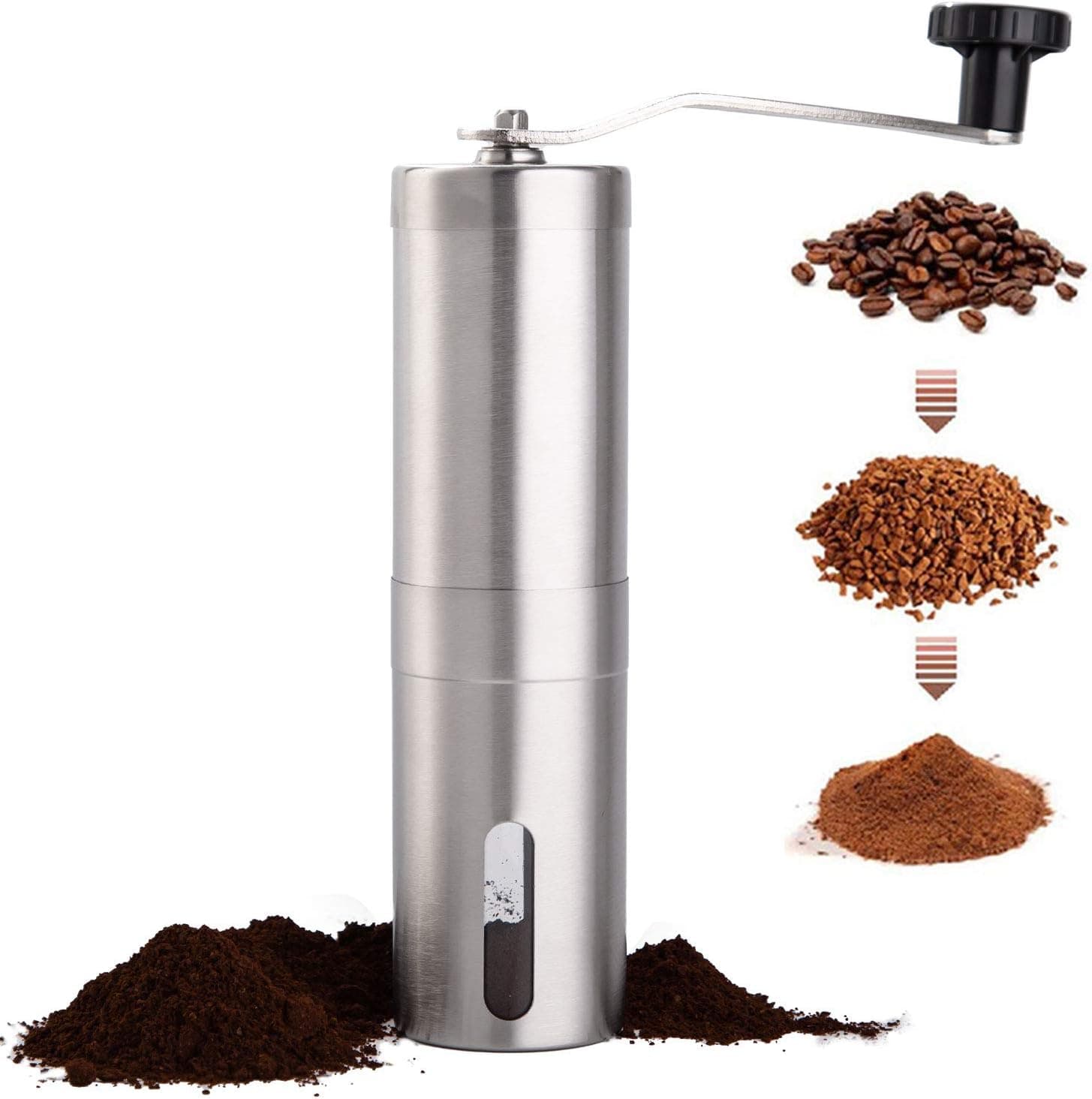 PARACITY Manual Coffee Bean Grinder Stainless Steel Hand Mill Ceramic Burr for Aeropress, Drip Coffee, Espresso, French Press, Turkish Brew, for gift - image 1 of 1