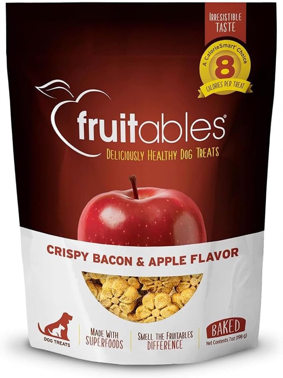 Fruitables Baked Dog Treats, Healthy Pumpkin Treat for Dogs, Low Calorie & Delicious, Free of Wheat, Corn and Soy, Made in the USA, Apple and Crispy Bacon Flavor, 7oz - image 1 of 1